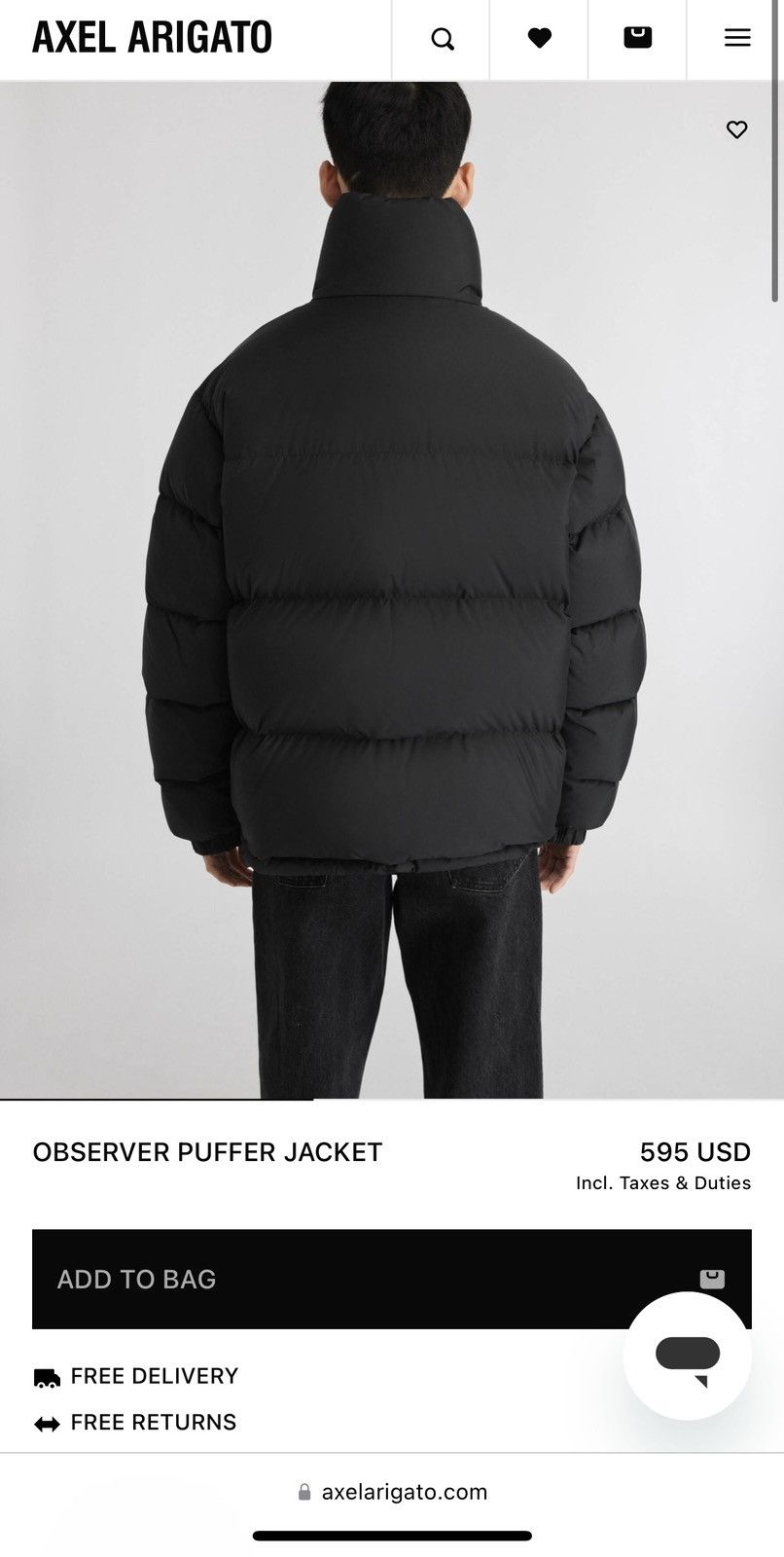 Axel Arigato Black Observer Puffer Size L Size US L / EU 52-54 / 3 - 2 Thumbnail