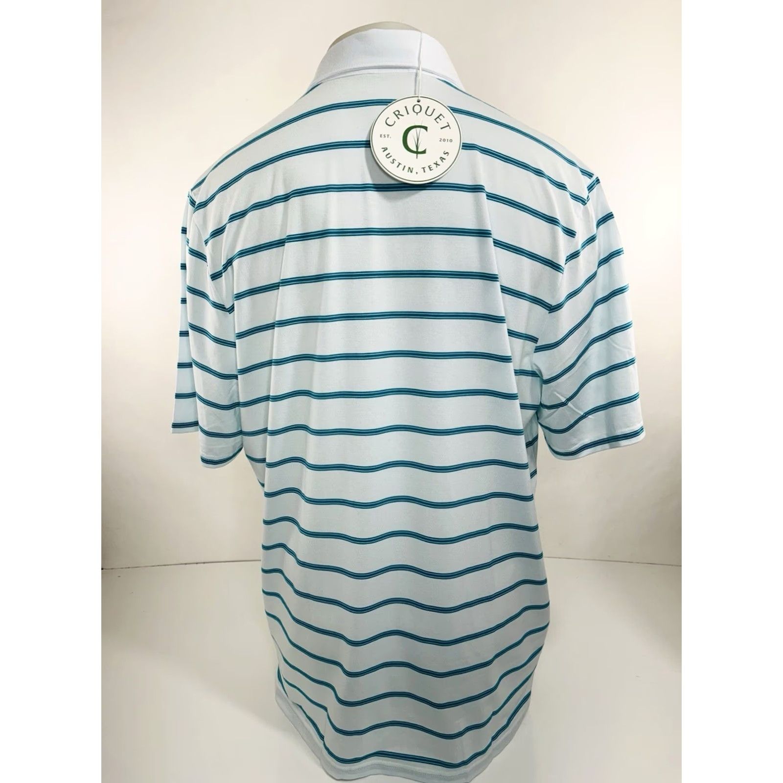 Vintage CRIQUET Polo Shirt - Striped Pocket Embroidered Logo Mens XL White / Bluish Green Shirt Size US XL / EU 56 / 4 - 3 Thumbnail