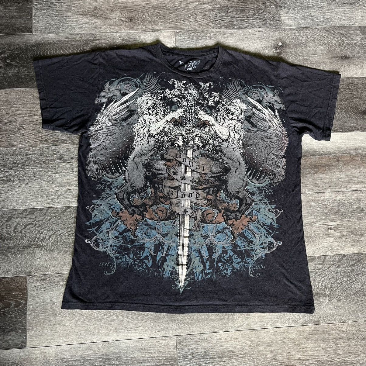 Affliction Vintage 2000s Royal Blood Affliction Style Studded Tee Shirt Size US XXL / EU 58 / 5 - 1 Thumbnail