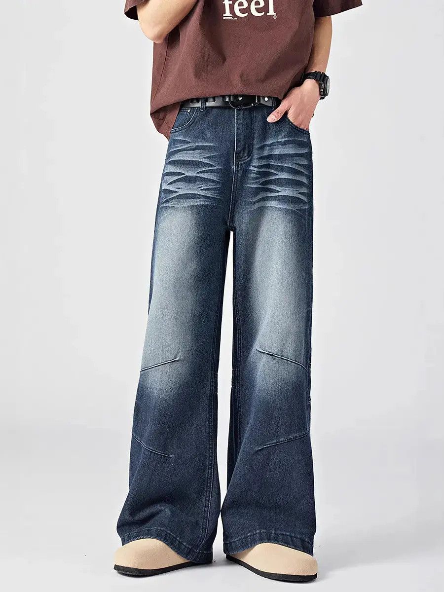 Japanese Brand Retro loose straight leg wide leg jeans Size US 32 / EU 48 - 3 Thumbnail
