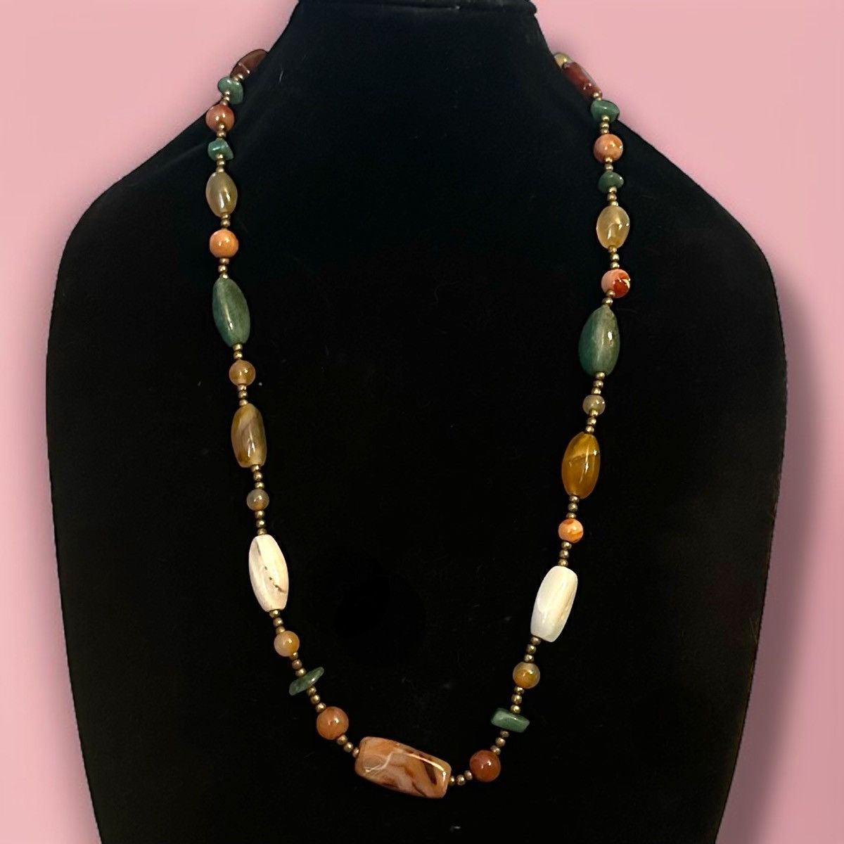 Vintage Vintage polished agate bead necklace Size ONE SIZE - 1 Thumbnail