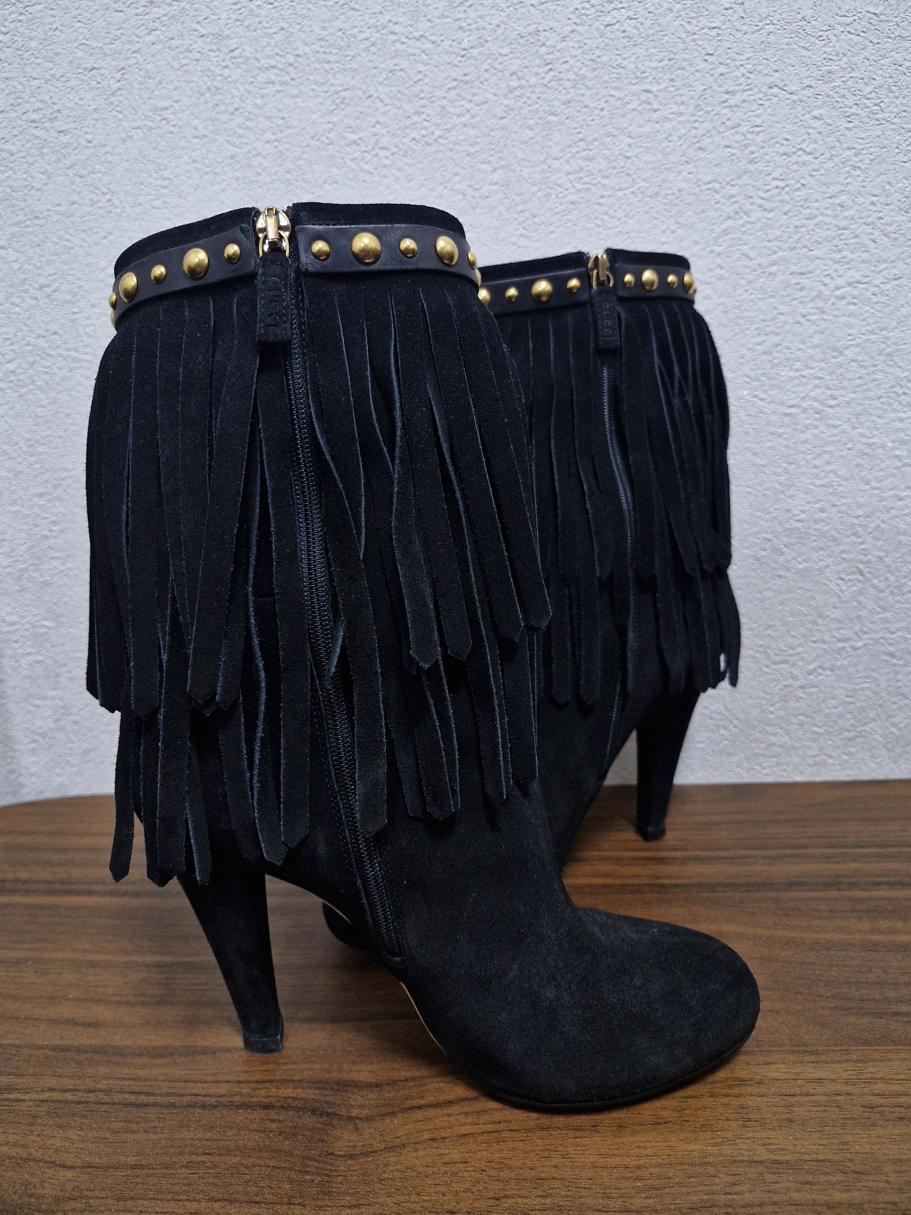 Gucci GUCCI FW08 Hysteria Baboushka Suede Fringe Boots Size US 8.5 / IT 38.5 - 5 Thumbnail