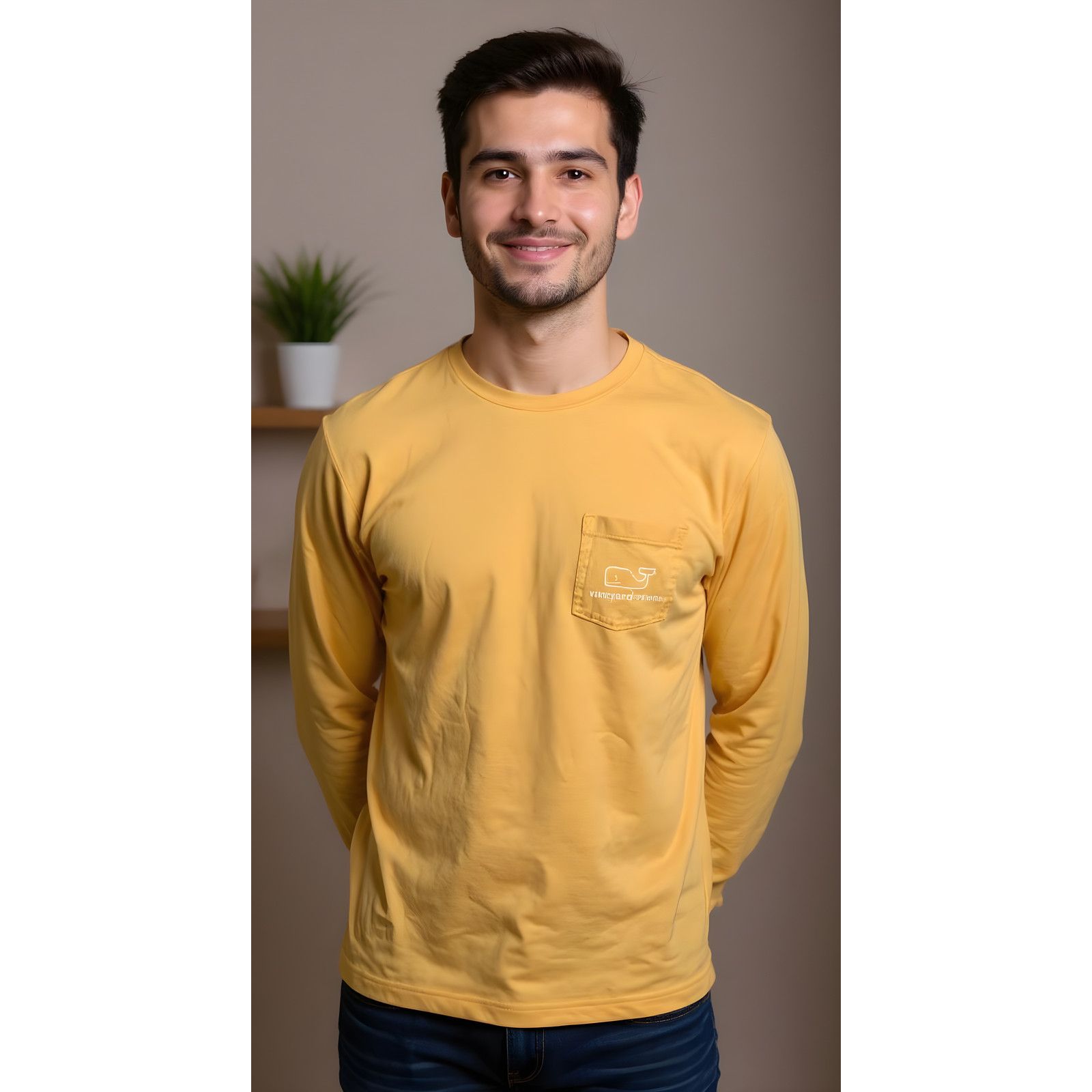 Vineyard Vines Vineyard Vines Men Long Sleeve Orange Graphic Pocket T-Shirt Size US L / EU 52-54 / 3 - 1 Thumbnail