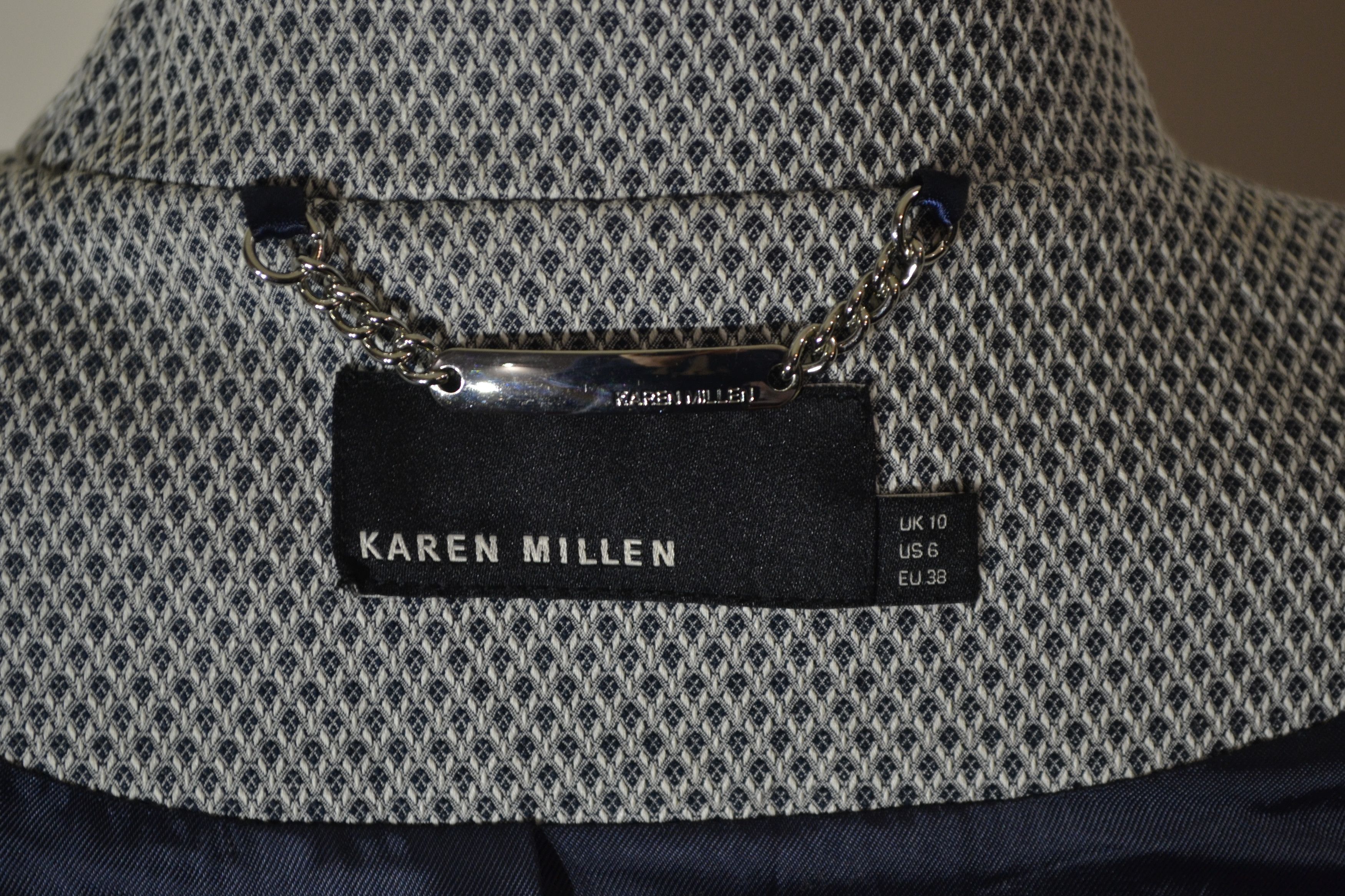 Karen Millen Karen Millen Tailored Blazer | Geometric Pattern Grey Jacket Size S / US 4 / IT 40 - 7 Thumbnail