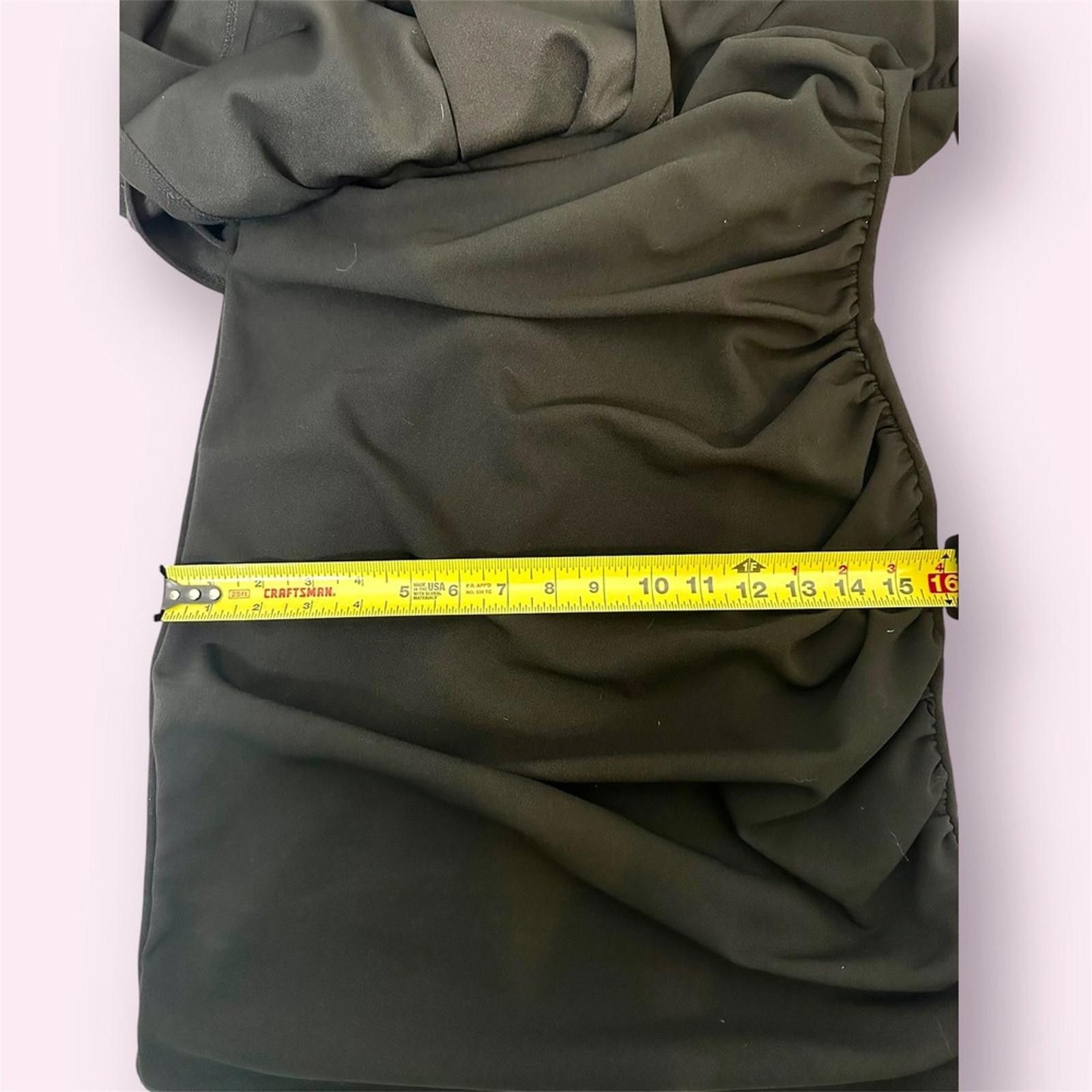 Designer One Shoulder Mini Dress Ruched Bodycon Cocktail Party Black Size M / US 6-8 / IT 42-44 - 8 Thumbnail