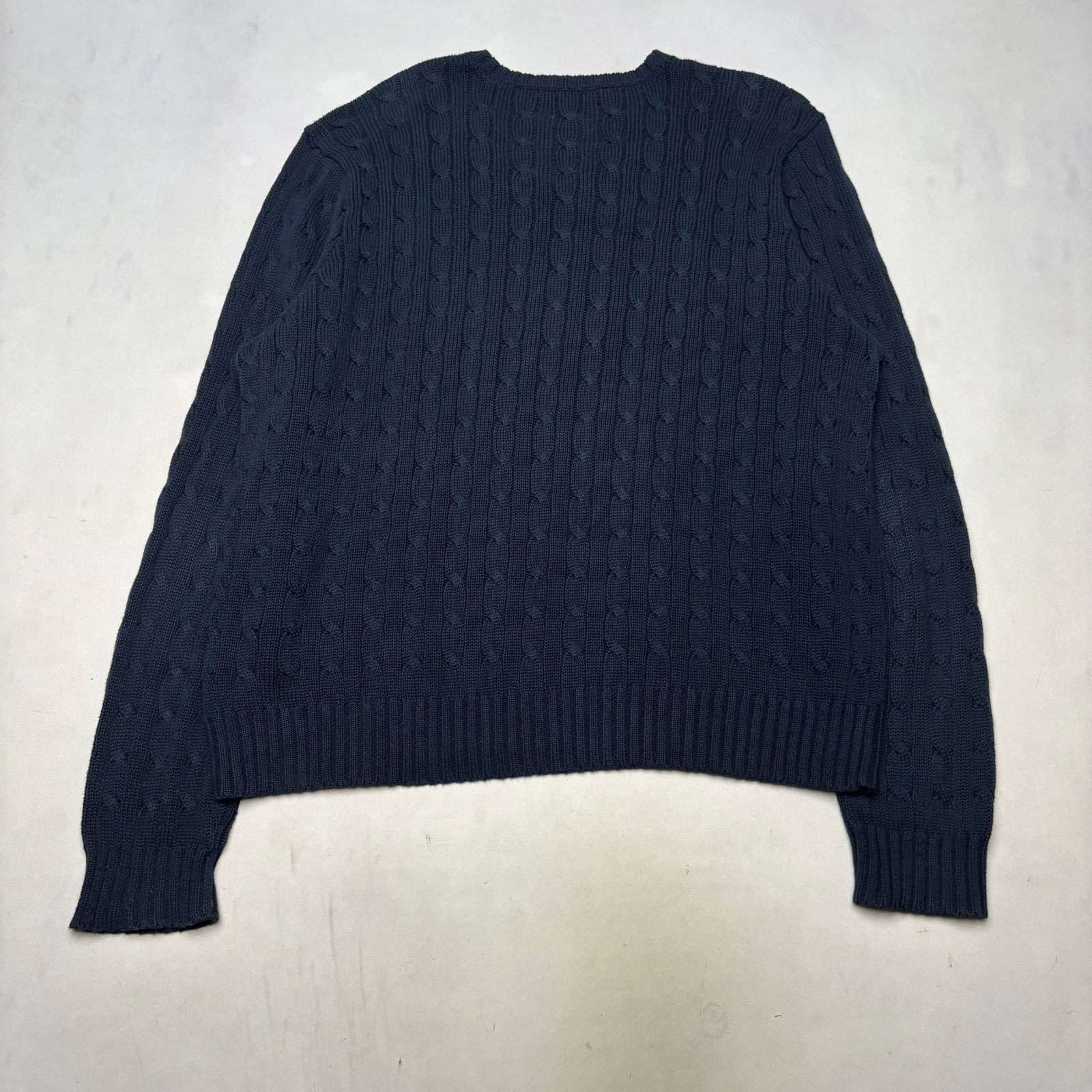Polo Ralph Lauren × Vintage Vintage 90s Polo Ralph Lauren Cable Knit V Neck Sweater 2XL Size US XXL / EU 58 / 5 - 3 Thumbnail