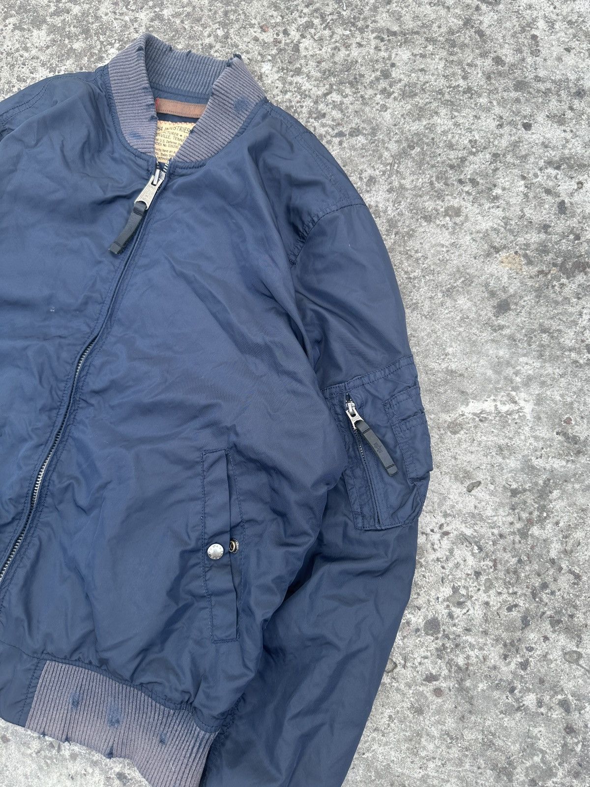 Alpha Industries × Vintage Y2K Vintage Alpha Industrial Bombers Distressed Jacket Rare Size US L / EU 52-54 / 3 - 3 Thumbnail