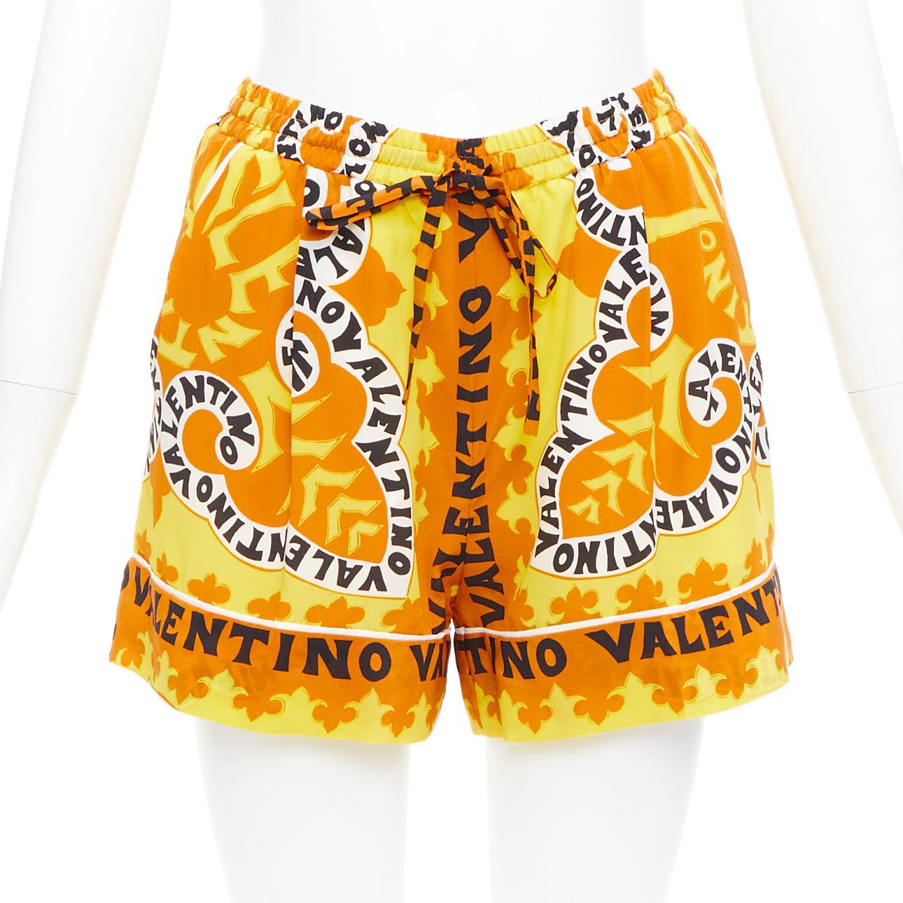 Valentino VALENTINO 2022 100% silk crepe yellow bandana print wide shorts IT36 XXS Size 25" / US 0 / IT 36 - 1 Thumbnail