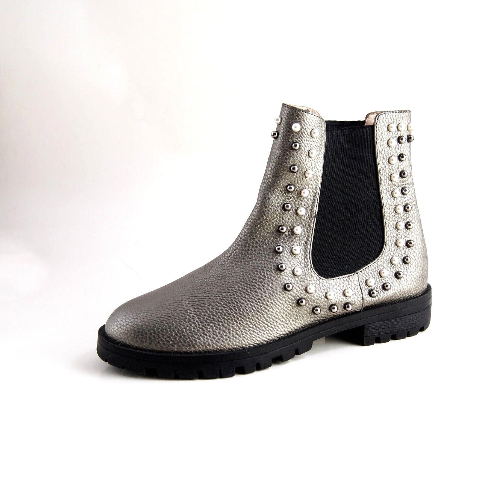 Designer Twinset Chelsea Boots Studded Silver Leather US 9 EU 39 Size US 9 / IT 39 - 1 Thumbnail