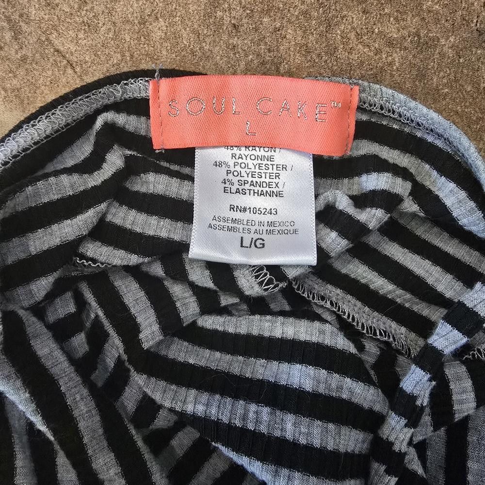 Designer Grey Black Striped SC Babydoll Tank Size L / US 10 / IT 46 - 3 Thumbnail