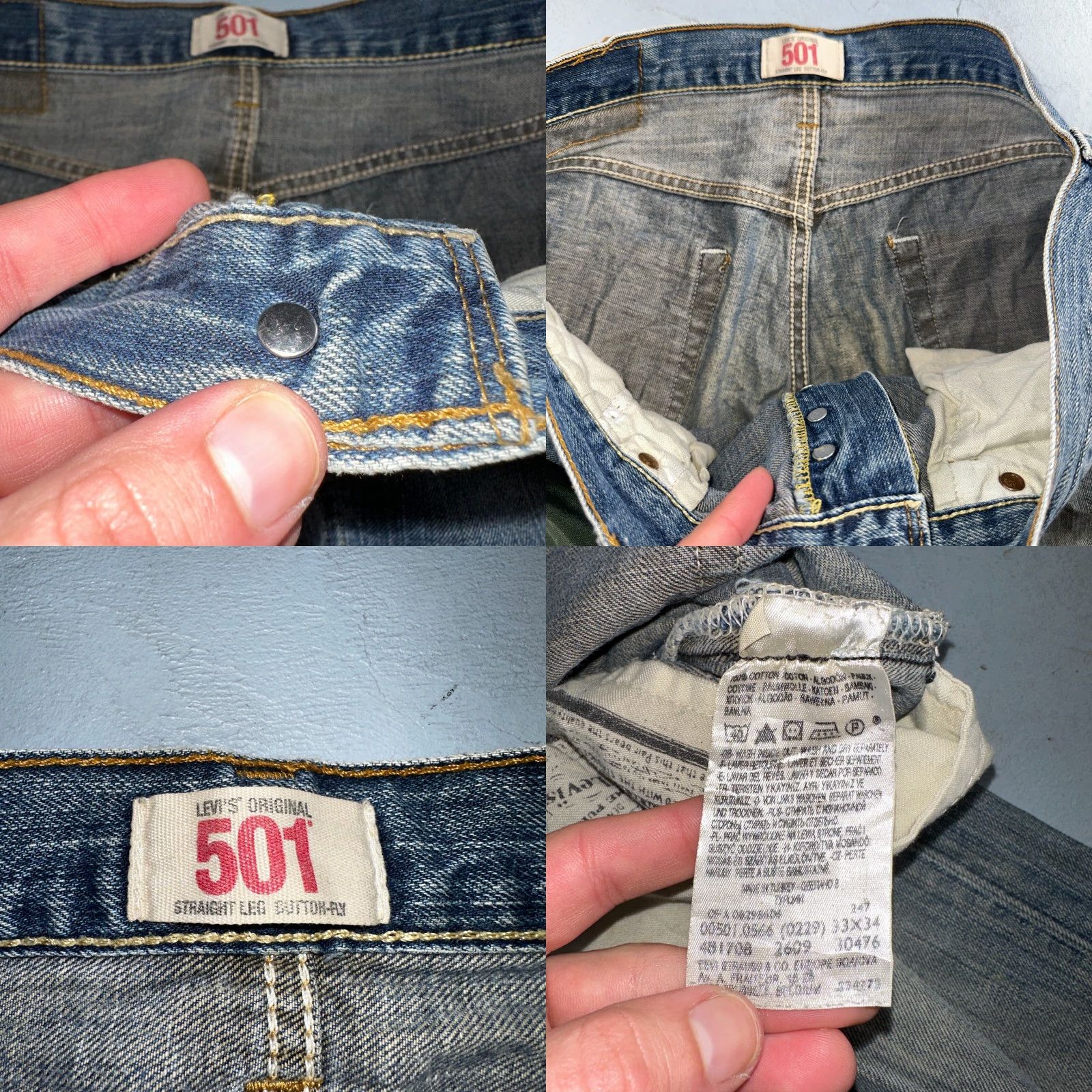 Levi's Levi's 501 Vintage Levis 501 XX Straight Jeans Blue Med Wash 33x34 90s Men's Straight Jeans Size US 33 - 9 Thumbnail