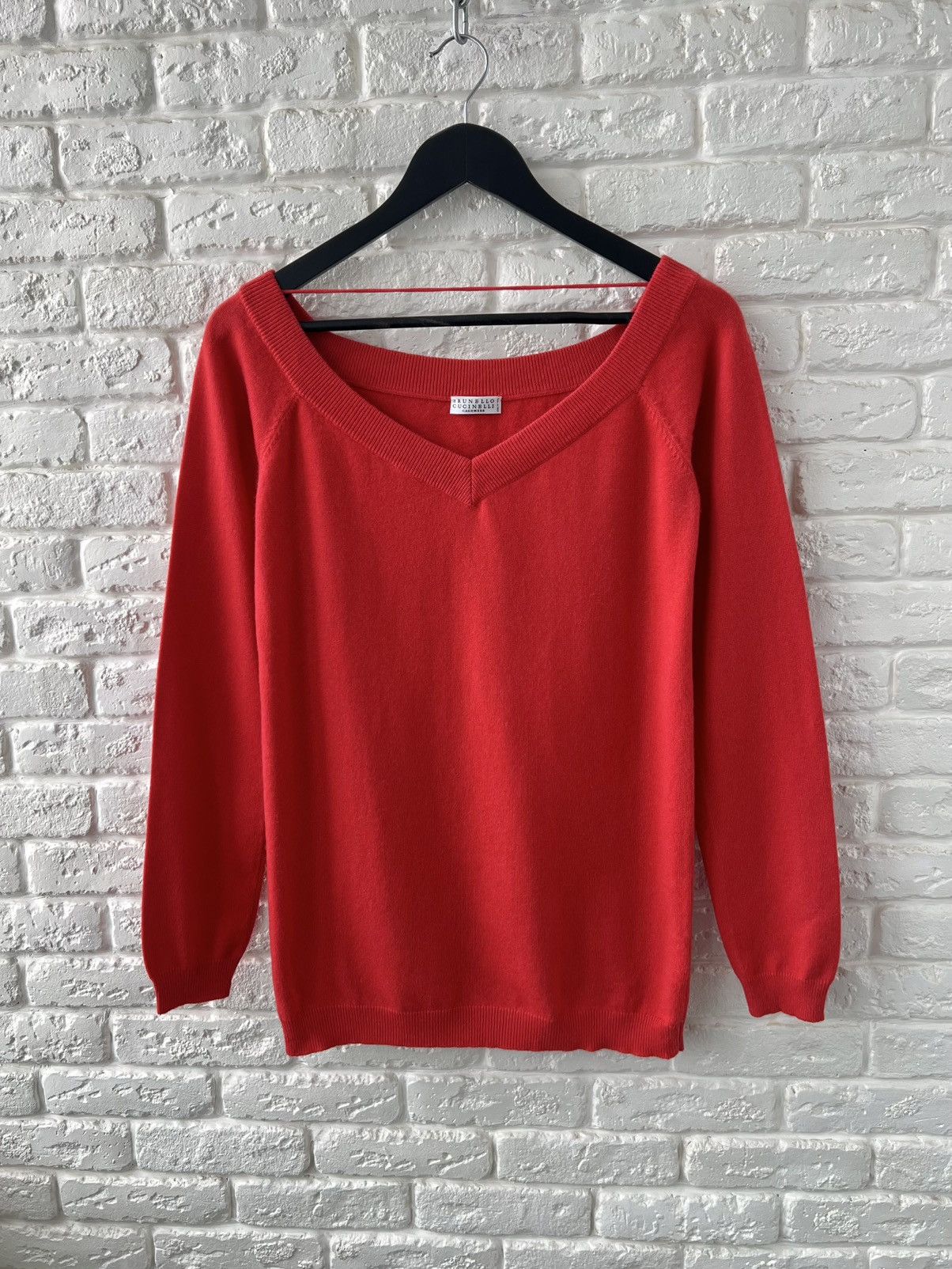 Brunello Cucinelli 100% Cashmere Red Knit Sweater