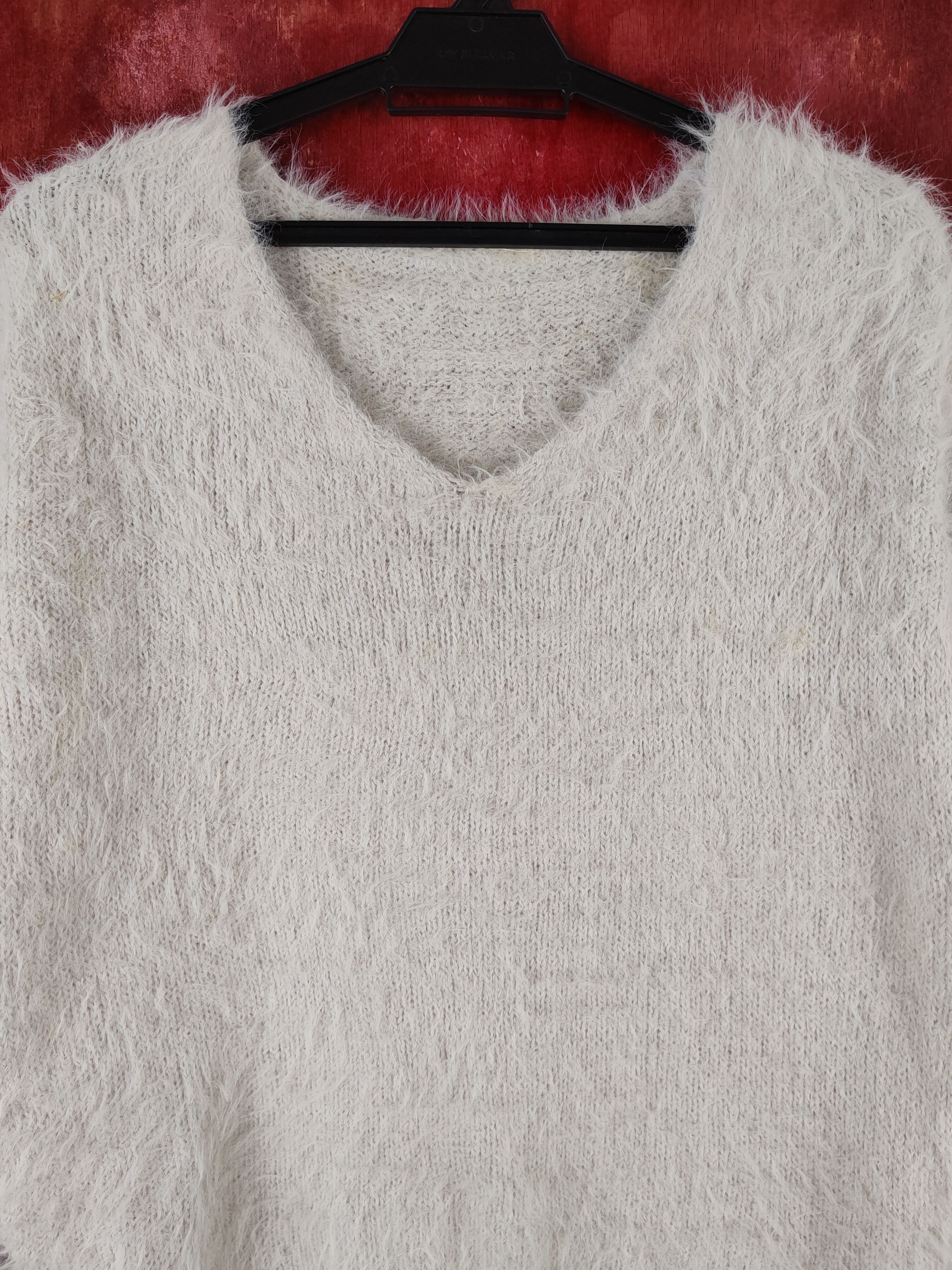 Homespun Knitwear Archives Light Gray Shag Shaggy Fur Mohair Knitwear #S2177 Size M / US 6-8 / IT 42-44 - 2 Thumbnail