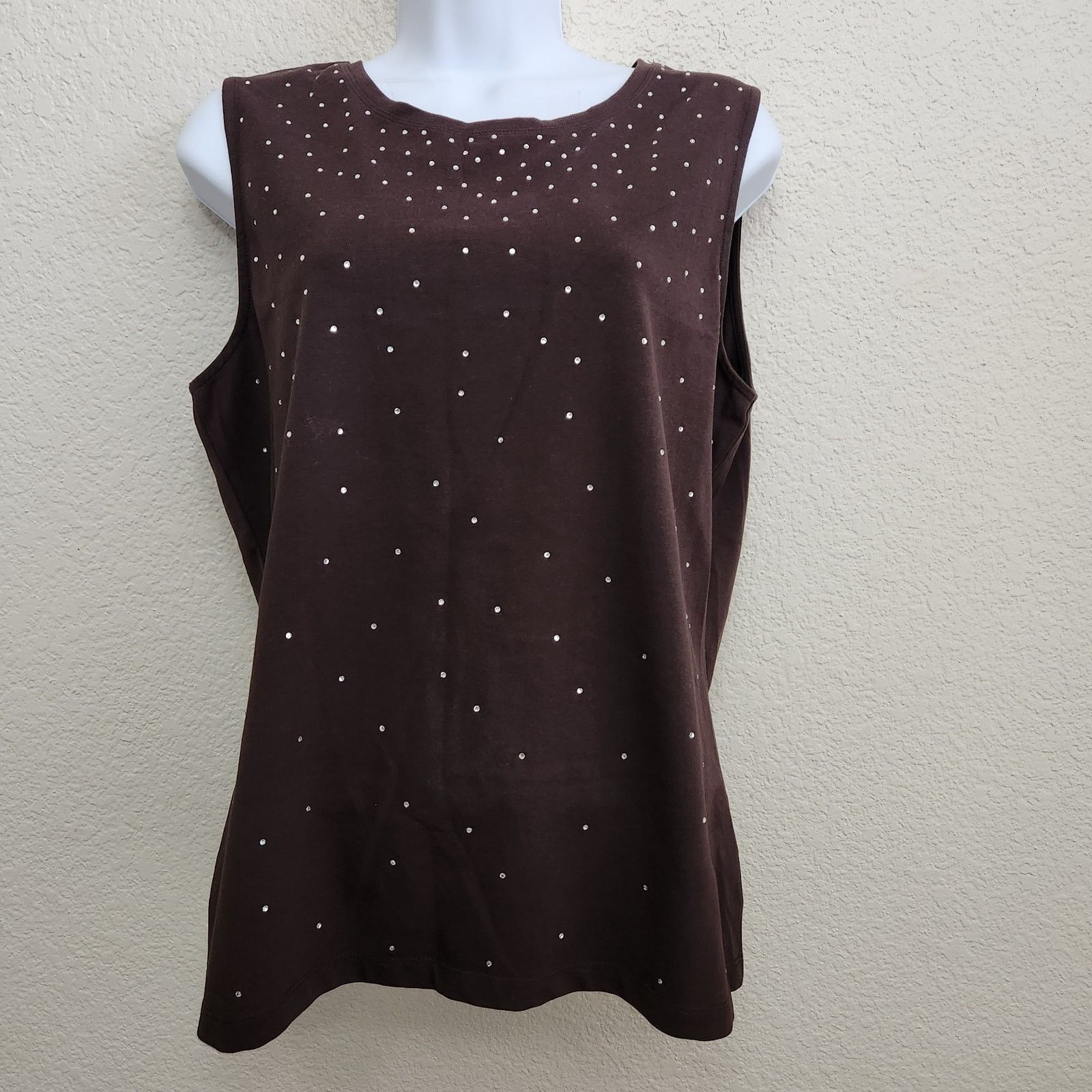 Other Talbots Brown Diamond Rhinestones Sleeveless Top Large Soft Size L / US 10 / IT 46 - 1 Thumbnail