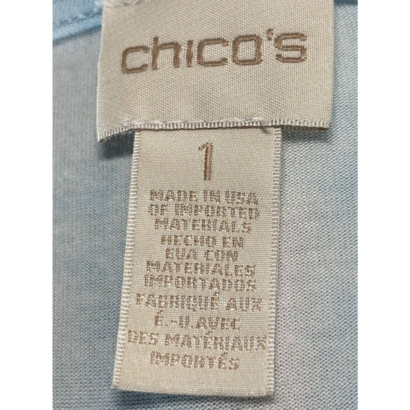 Vintage VINTAGE Chicos Tie Dye Tunic Shirt Womens Medium Blue White Stretch 3/4 Sleeve Size M / US 6-8 / IT 42-44 - 6 Thumbnail