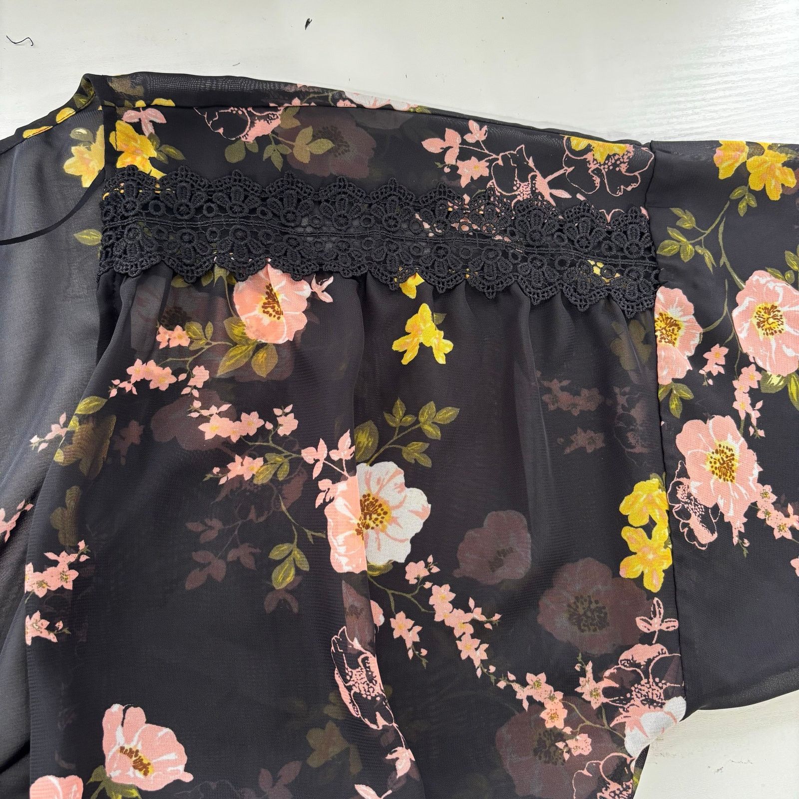 Other C Established 1946 Sheer Black Floral Kimono Overshirt Size L / US 10 / IT 46 - 6 Thumbnail