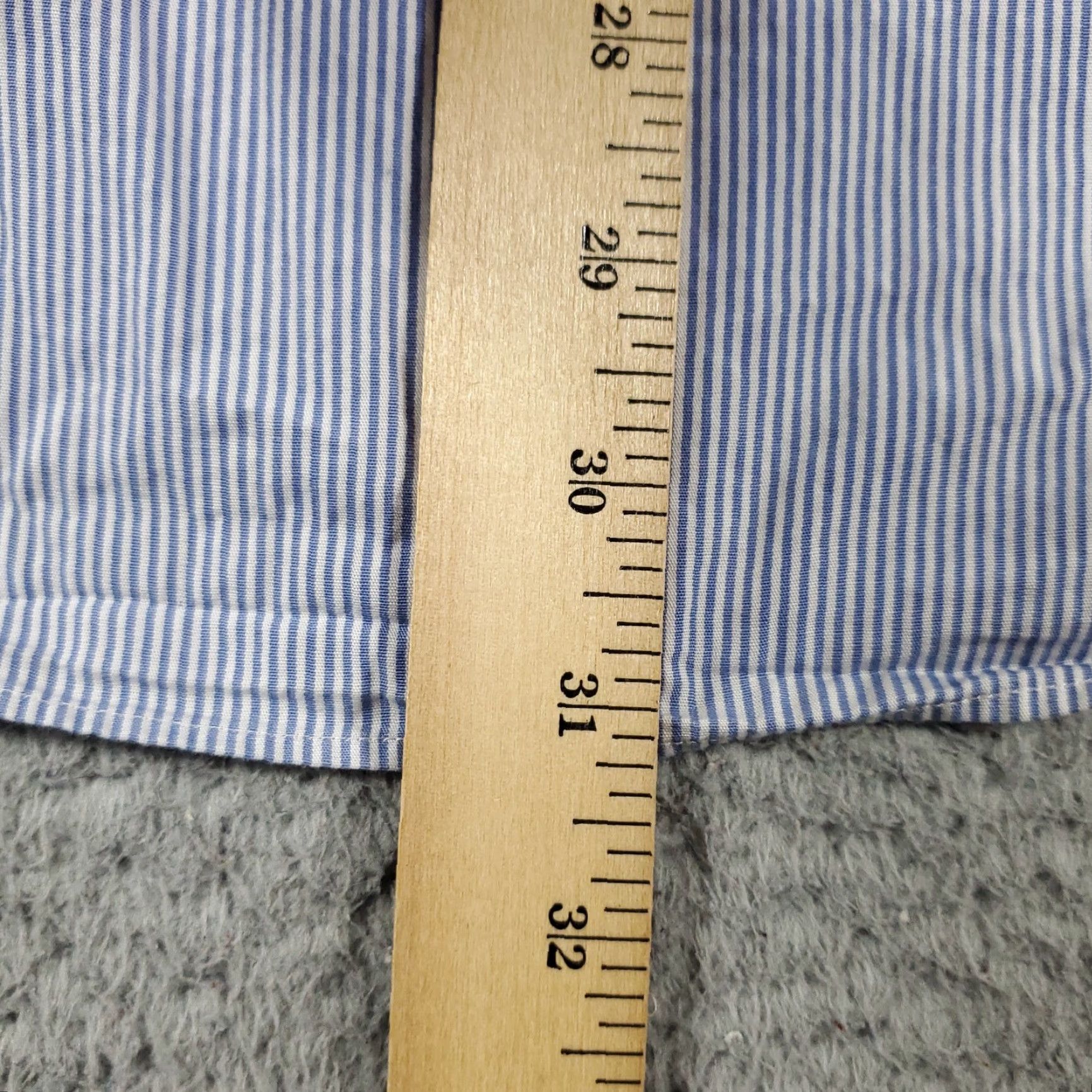Tommy Hilfiger VINTAGE Tommy Hilfiger Shirt Mens 17.5 Blue Striped Dress Button Up Long Sleeve Adult Medium Blue | 17.5 in Neck | Classic Preppy Style Mens Size 46R - 4 Thumbnail