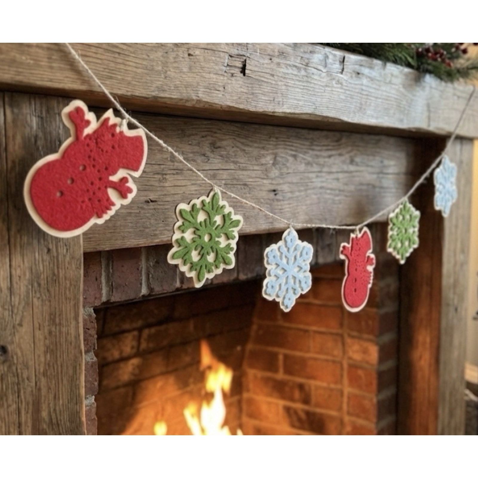 Other Felt Wooden Garland 6.5 Ft. Christmas Mantel Tree Holiday Size ONE SIZE - 1 Thumbnail