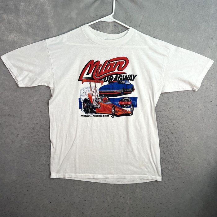 Vintage A1 Vintage Milan Michigan Dragway Racing Car 1/4 Mile T Shirt ...