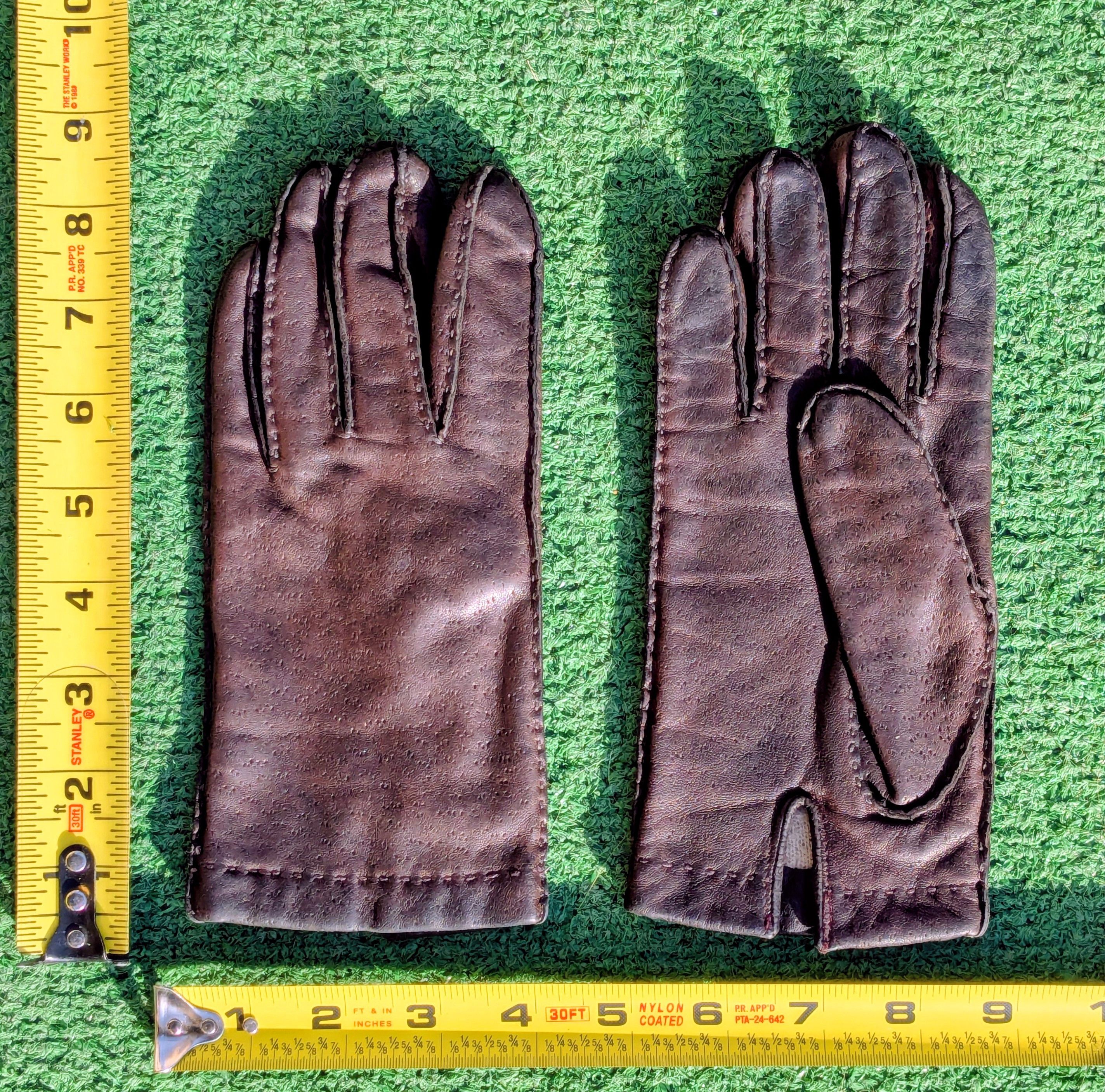 Other Vintage Leather Adult Small Lined w/Wrist Snap Gloves Pair Size ONE SIZE - 2 Thumbnail
