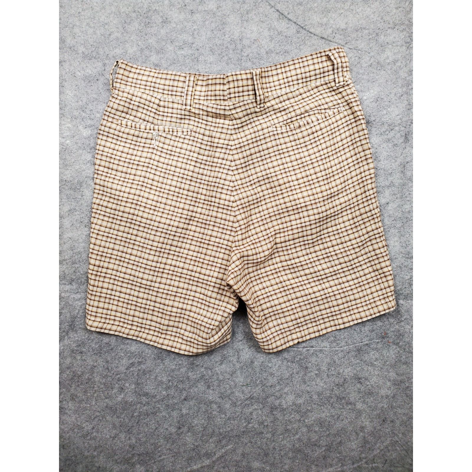 Other Vintage Men's L Brown & White Plaid Shorts Eclectic Grandpa Size US 35 - 2 Thumbnail