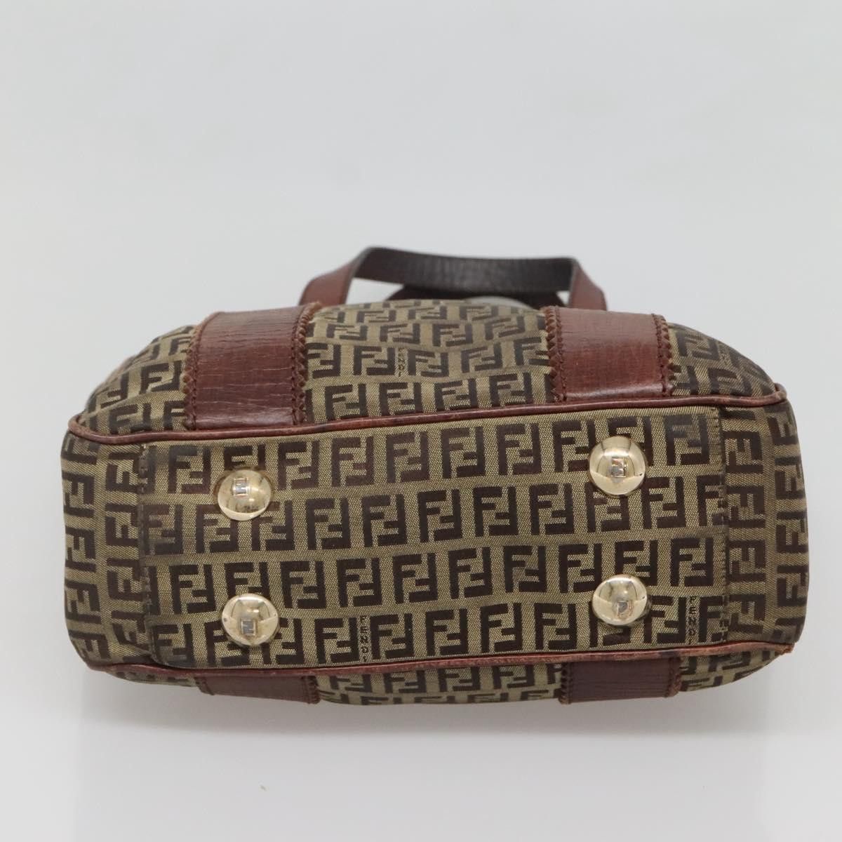 Fendi FENDI Zucchino Canvas Tote Bag Brown Gold Size ONE SIZE - 9 Thumbnail