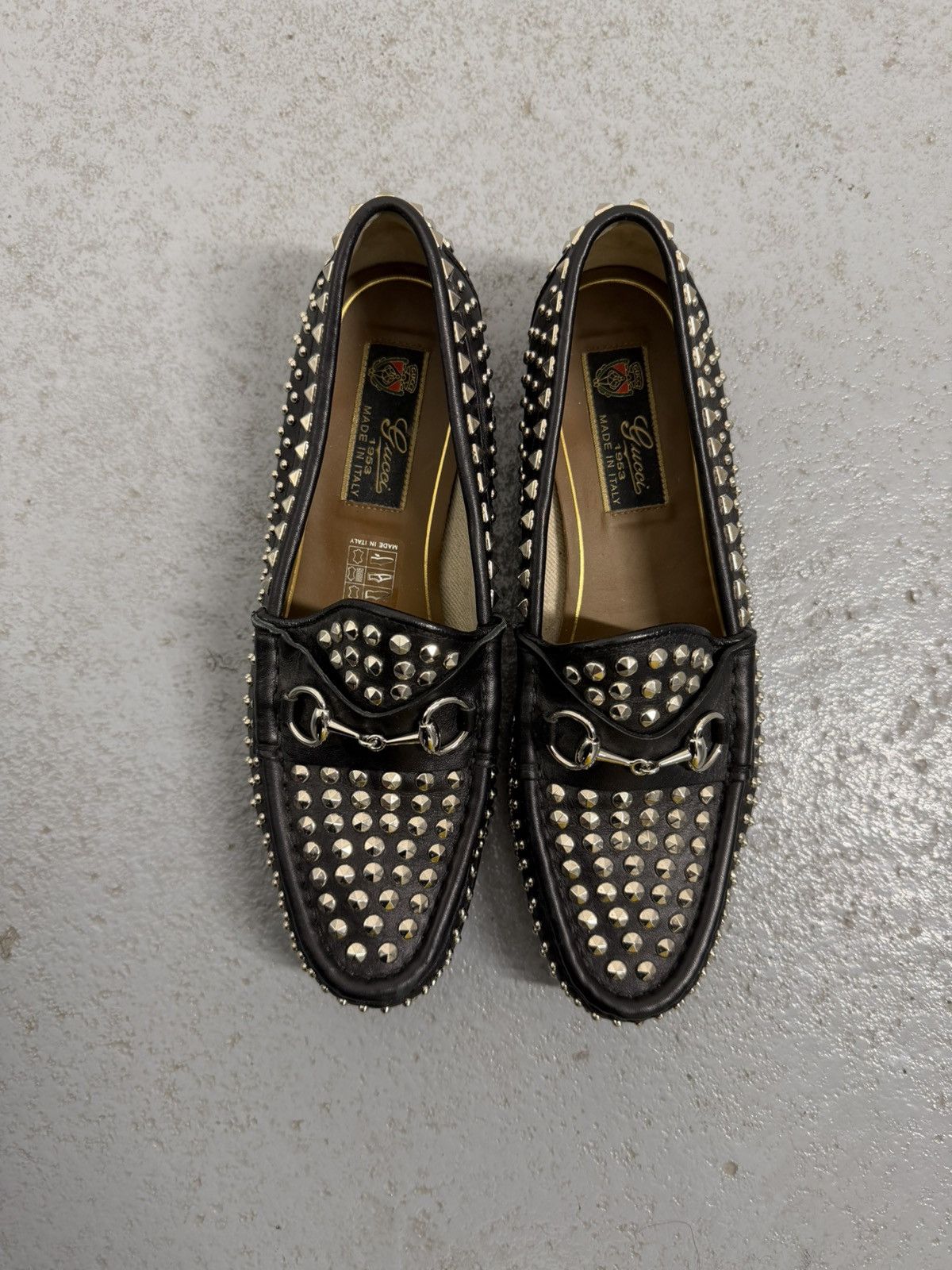Gucci Gucci Horsebit 1953 Studded Leather Loafers Size US 7 / IT 37 - 2 Thumbnail
