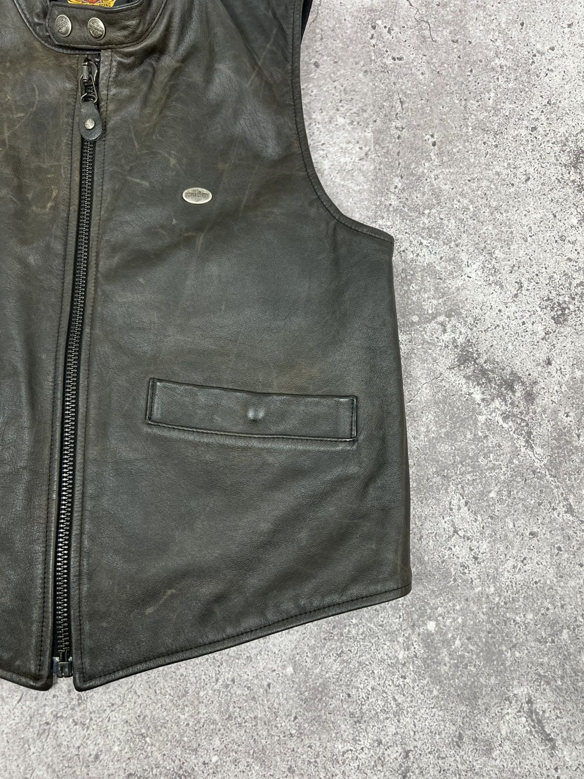 Harley Davidson Vintage Harley Davidson Leather Nylon Vest 90s Size US M / EU 48-50 / 2 - 8 Thumbnail