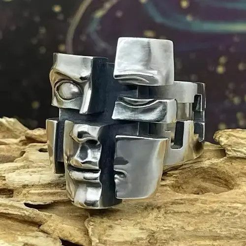 Jewelry Tsukiko x Katou Human Face Pattern Adjustable Ring Size ONE SIZE - 2 Thumbnail