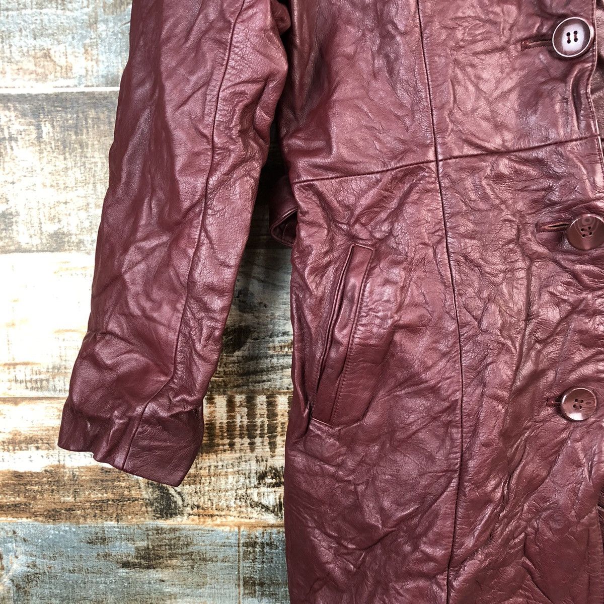 Vintage Alfredo Versace Maroon Leather Jacket #A2468 Size S / US 4 / IT 40 - 7 Thumbnail