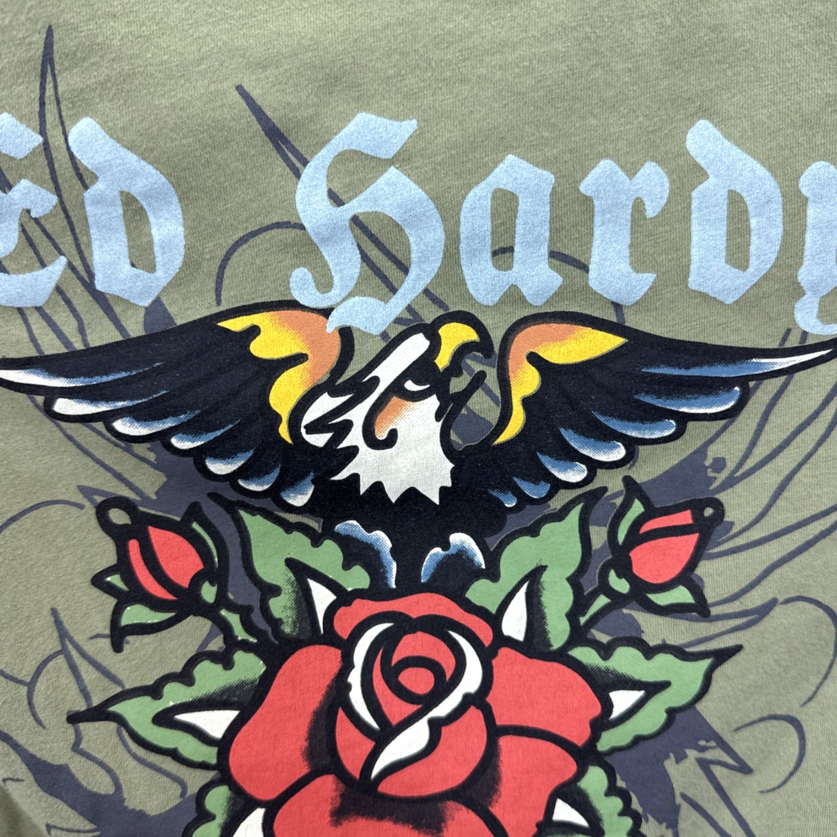 Ed Hardy VINTAGE Ed Hardy Eagle Tattoo Graphic Y2K Army Green Don Ed Hardy Women’s Small T-Shirt Cropped Short Sleeve Slim Fit Crew Neck Size S / US 4 / IT 40 - 7 Thumbnail