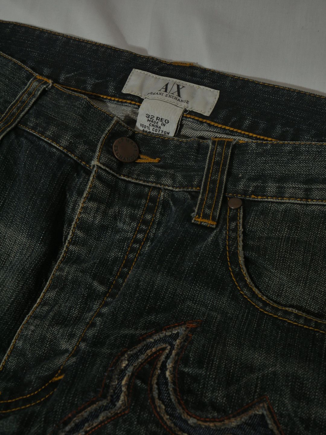 Giorgio Armani A/X 1990s Tribal Patch Denim Pants Size US 34 / EU 50 - 7 Thumbnail