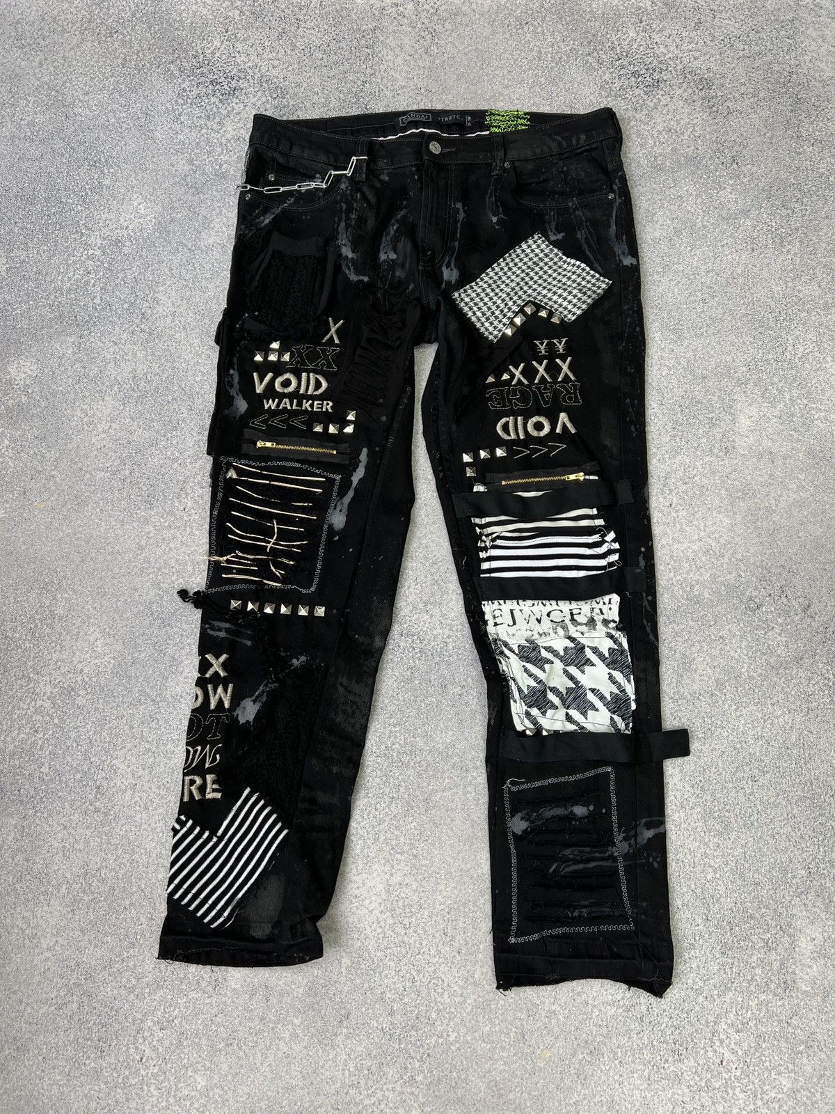 Vintage punk rock goth emo metal dark ripped crazy jeans
