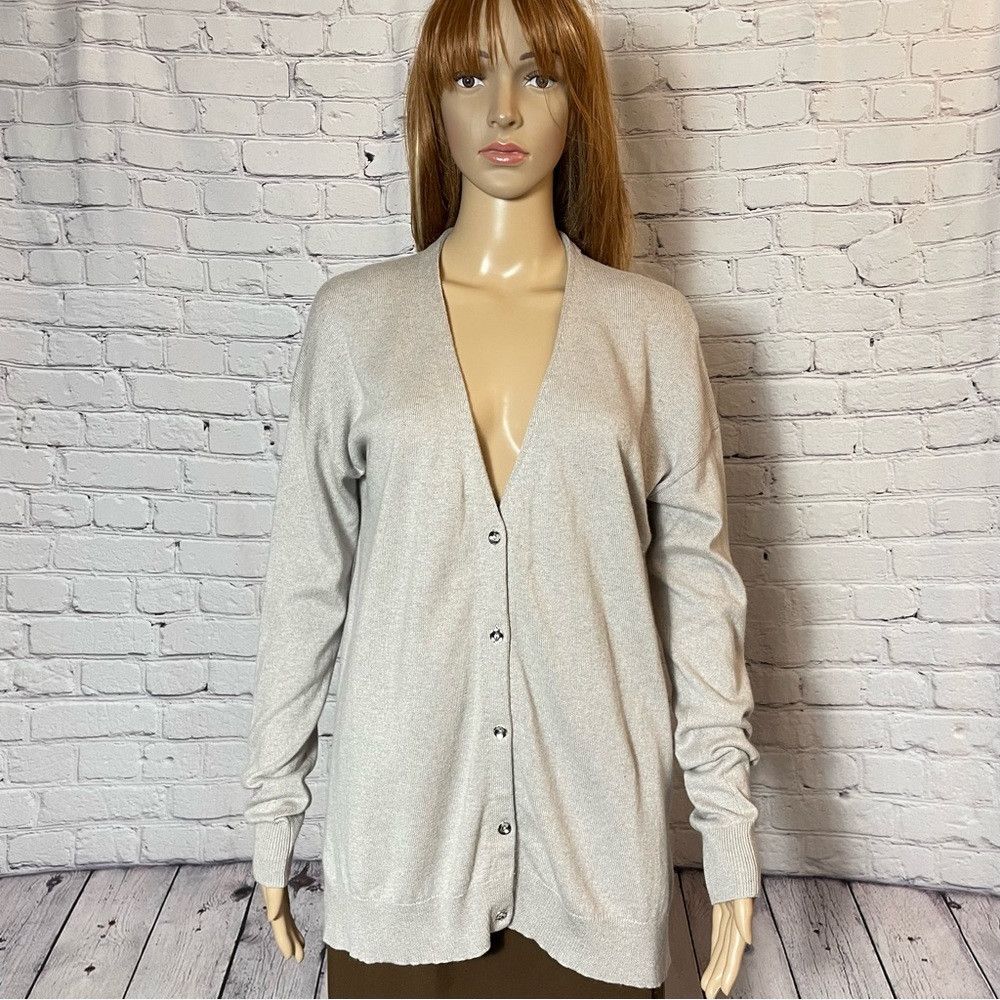 Halston H by Halston Silk Cashmere Knit Gray Button Closure Cardiga Size M / US 6-8 / IT 42-44 - 1 Thumbnail