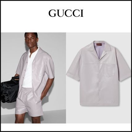 Gucci o1loc1c1125 814786 Embossed Soft Nappa Leather Shirt Size US M / EU 48-50 / 2 - 2 Thumbnail