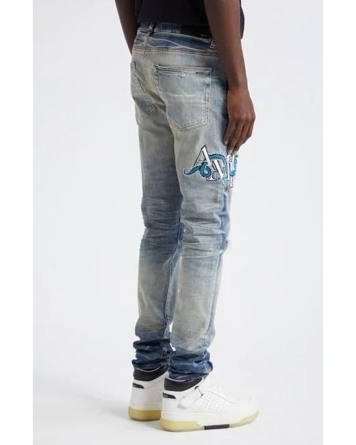 Amiri oc11z0225 Dragon Logo Jeans in Light Blue Size US 32 / EU 48 - 5 Thumbnail