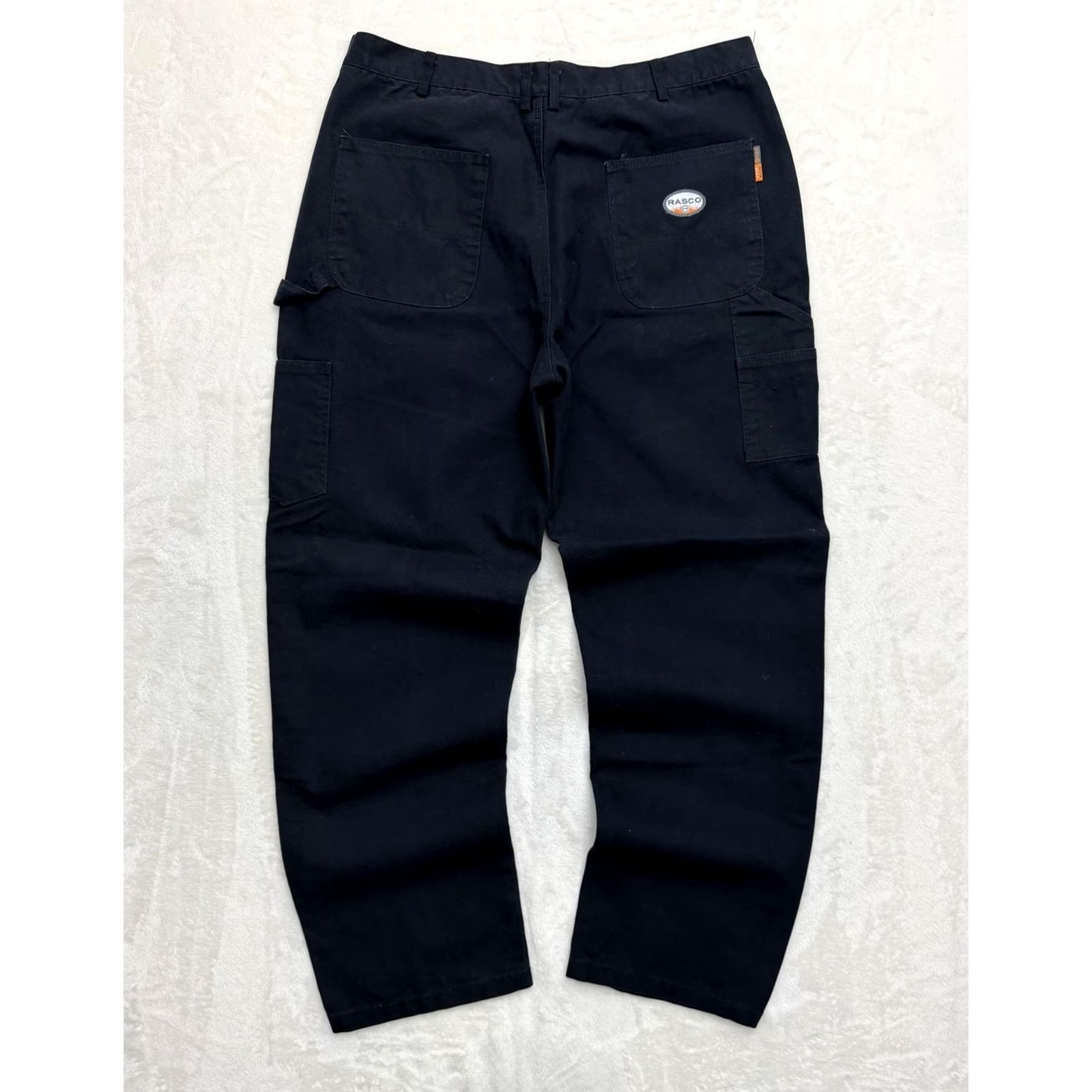 Vintage Rasco FR Jeans Pants Mens 38x35 Black Canvas Flame-Resistant Carpenter Work Pants Jeans Cargo Pocket Straight Leg Mens Industrial Workwear Size US 38 / EU 54 - 7 Thumbnail