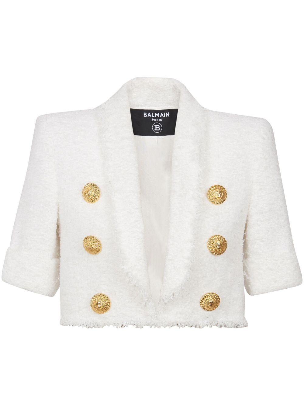 Balmain TWEED BUTTONED CROPPED JACKET Size S / US 4 / IT 40 - 1 Thumbnail