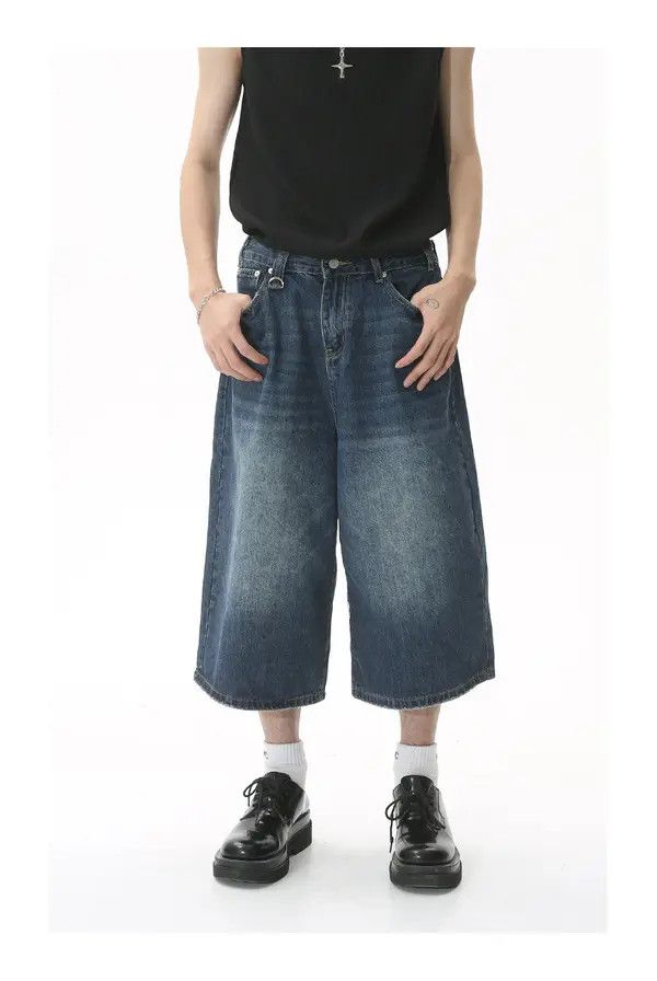 Japanese Brand Japanese retro loose wide-leg flared denim shorts Size US 32 / EU 48 - 1 Thumbnail