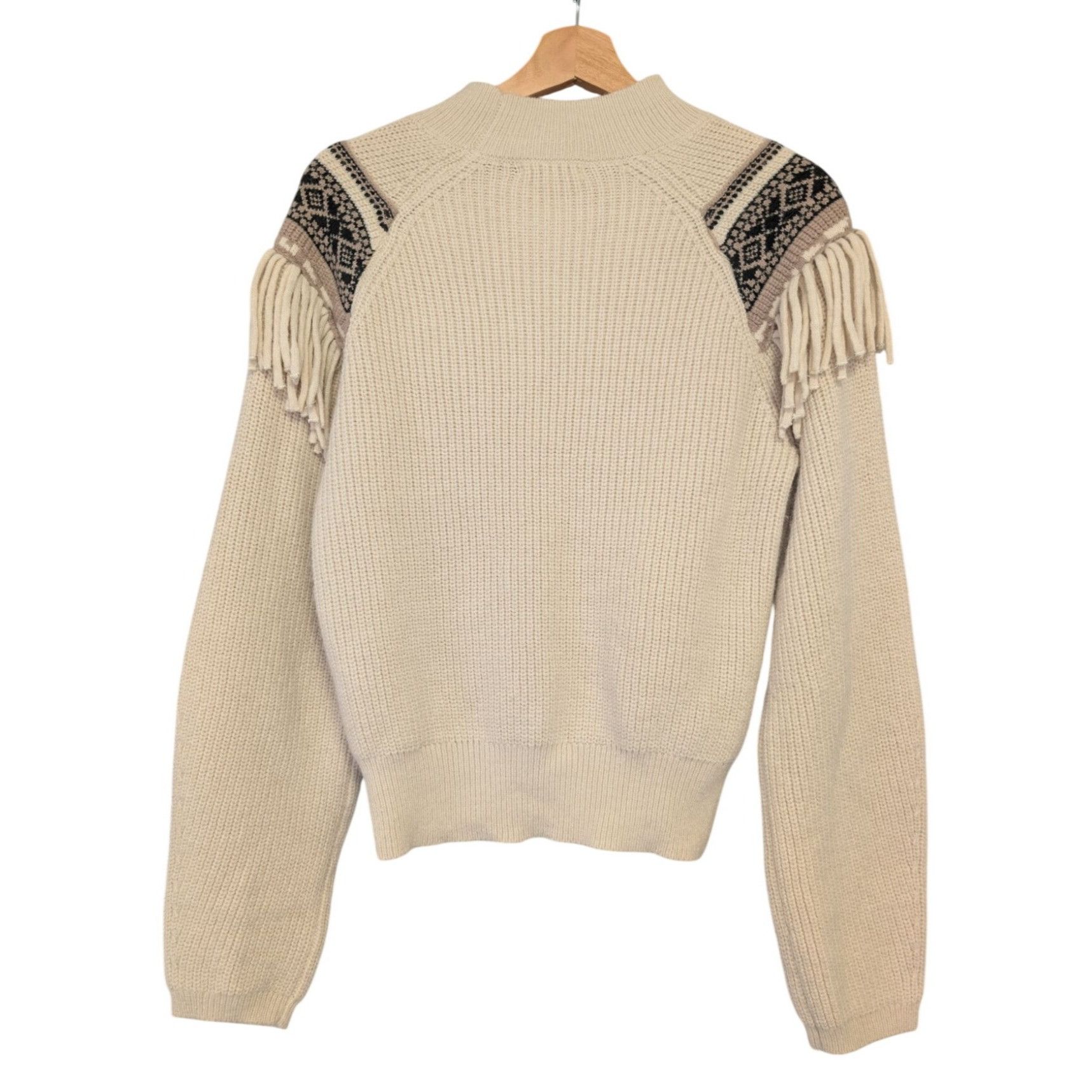 Z Supply Z Supply Womens S Stone Tan Aztec North Fringe Mock Neck Kni Size S / US 4 / IT 40 - 2 Thumbnail