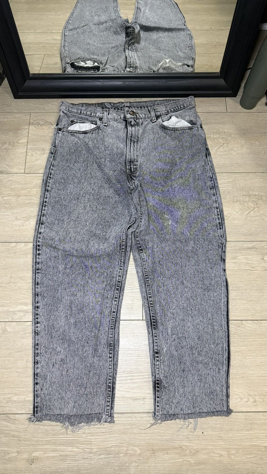 Levi's Vintage 1990s Levi’s 550 38 x 30 Black Acid Wash Denim Jeans Size US 38 / EU 54 - 2 Thumbnail