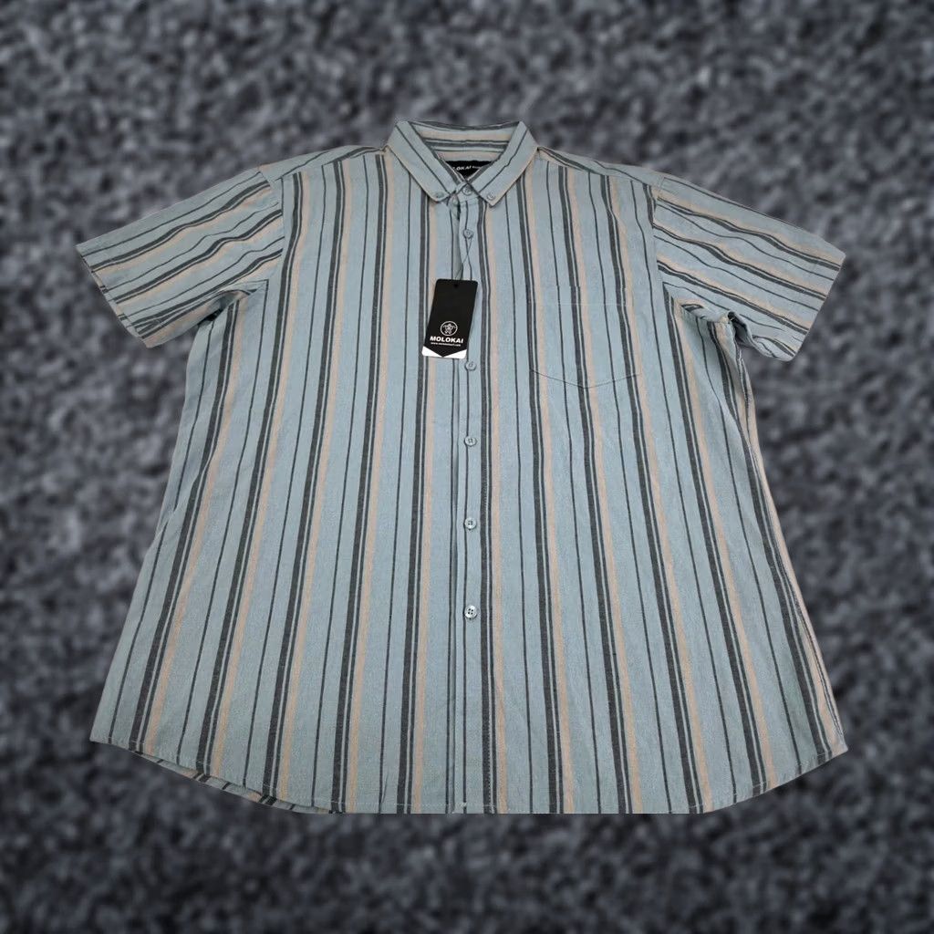 Lakai Molakai Shirt Short Sleeve Button-Up Multicolor Striped Hawaii Embroidered Pocket XL Mens Size US XL / EU 56 / 4 - 1 Thumbnail
