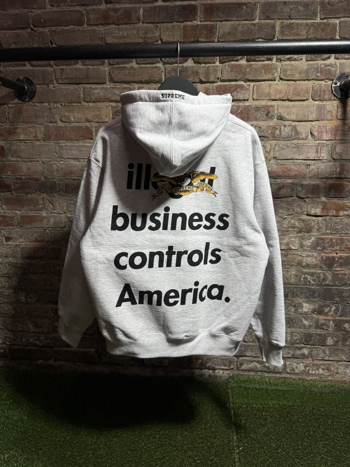 Supreme Supreme Antihero Illegal Business Hoodie Grey Sz. M Size US M / EU 48-50 / 2 - 2 Thumbnail