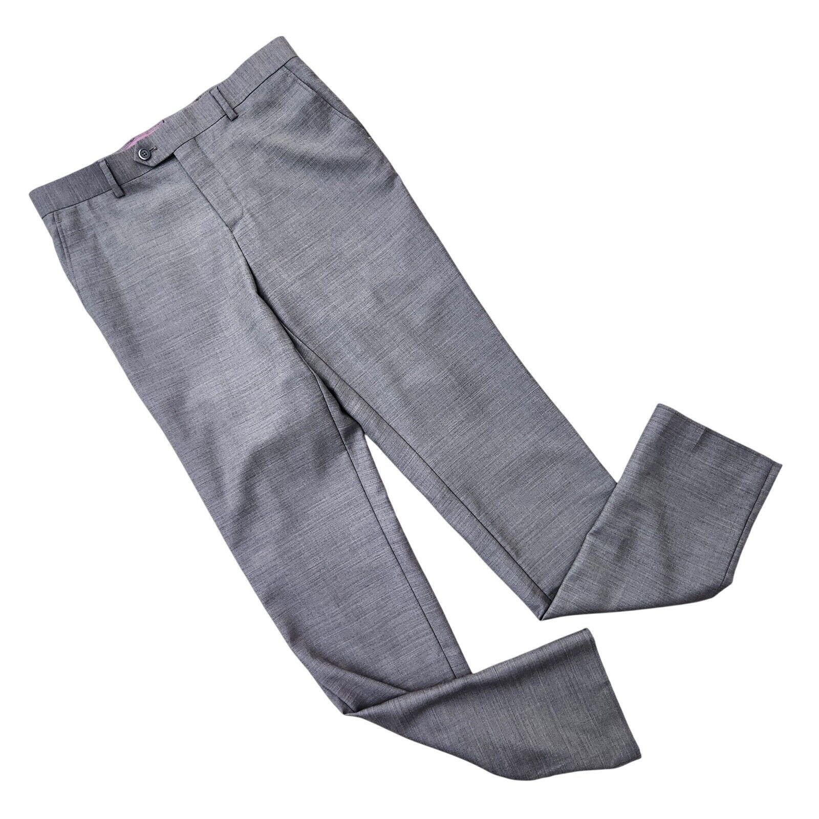 Zanetti Zanetti Men's Gray Wool Flat Front Suit Pants Size 32R Size US 32 / EU 48 - 1 Thumbnail