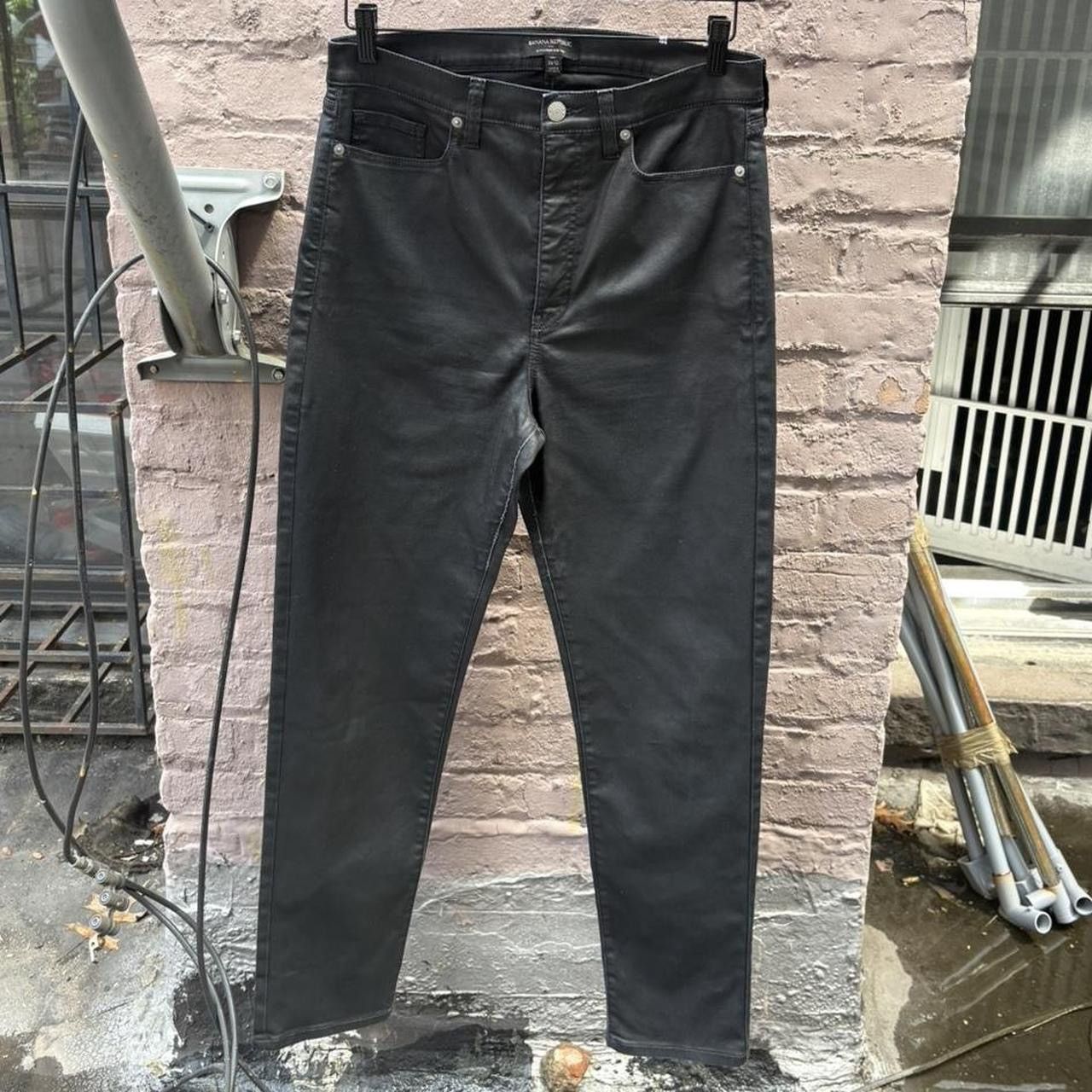 Banana Republic Y2K Banana Republic Grunge Slim Black Waxed Denim Jeans Size 34" / US 12 / IT 48 - 1 Thumbnail