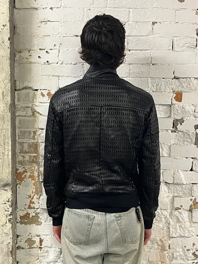 Emporio Armani AW2013 Emporio Armani Perforated Black Leather Bomber Jacket Size US M / EU 48-50 / 2 - 3 Thumbnail