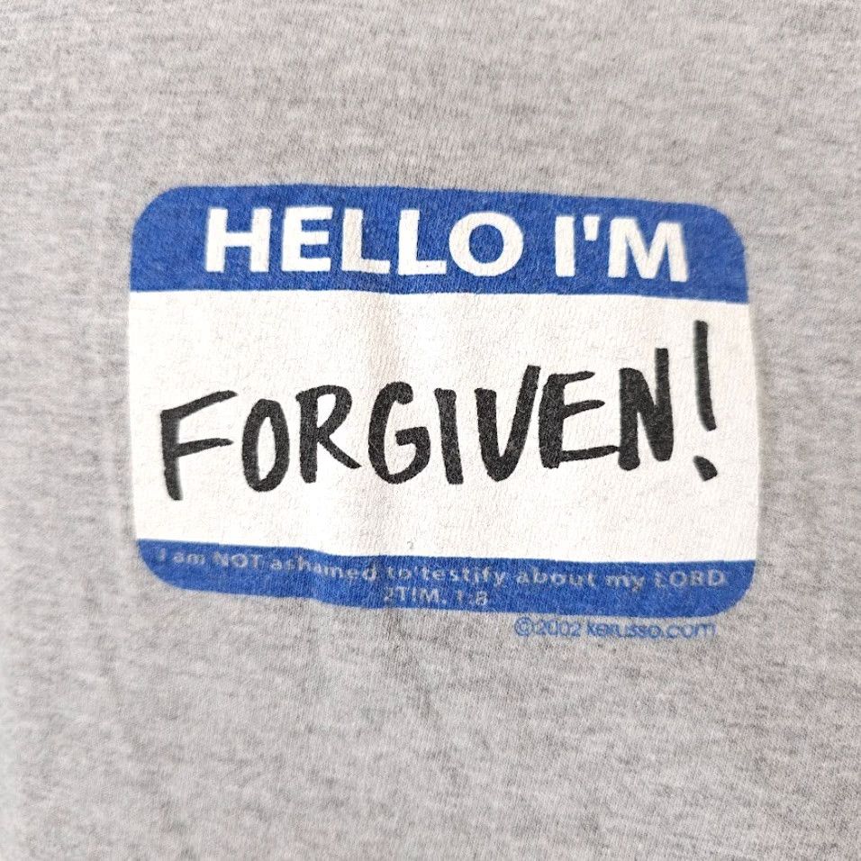 Vintage VINTAGE Christian T Shirt Mens Size 2XL Gray Y2K Jesus Christ Forgiven Kerusso Shirt Mens Gray 2000s Jesus Christ Baptism? Size US XXL / EU 58 / 5 - 3 Thumbnail