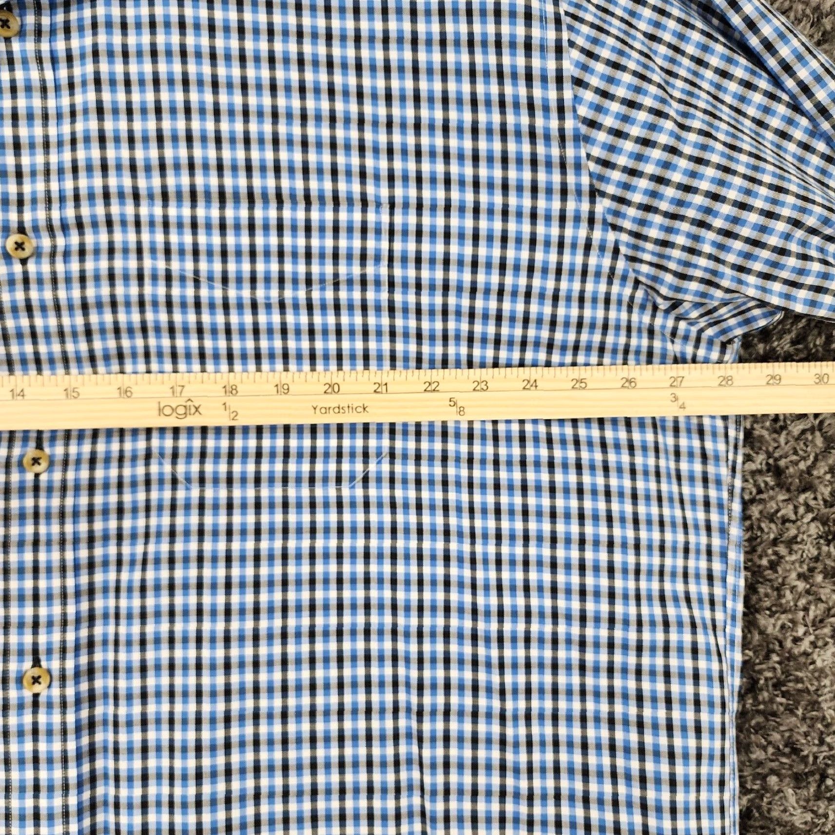 David Donahue VINTAGE David Donahue Mens Long Sleeve Dress Shirt 2XL Blue Plaid Cotton Men Size 48R - 5 Thumbnail