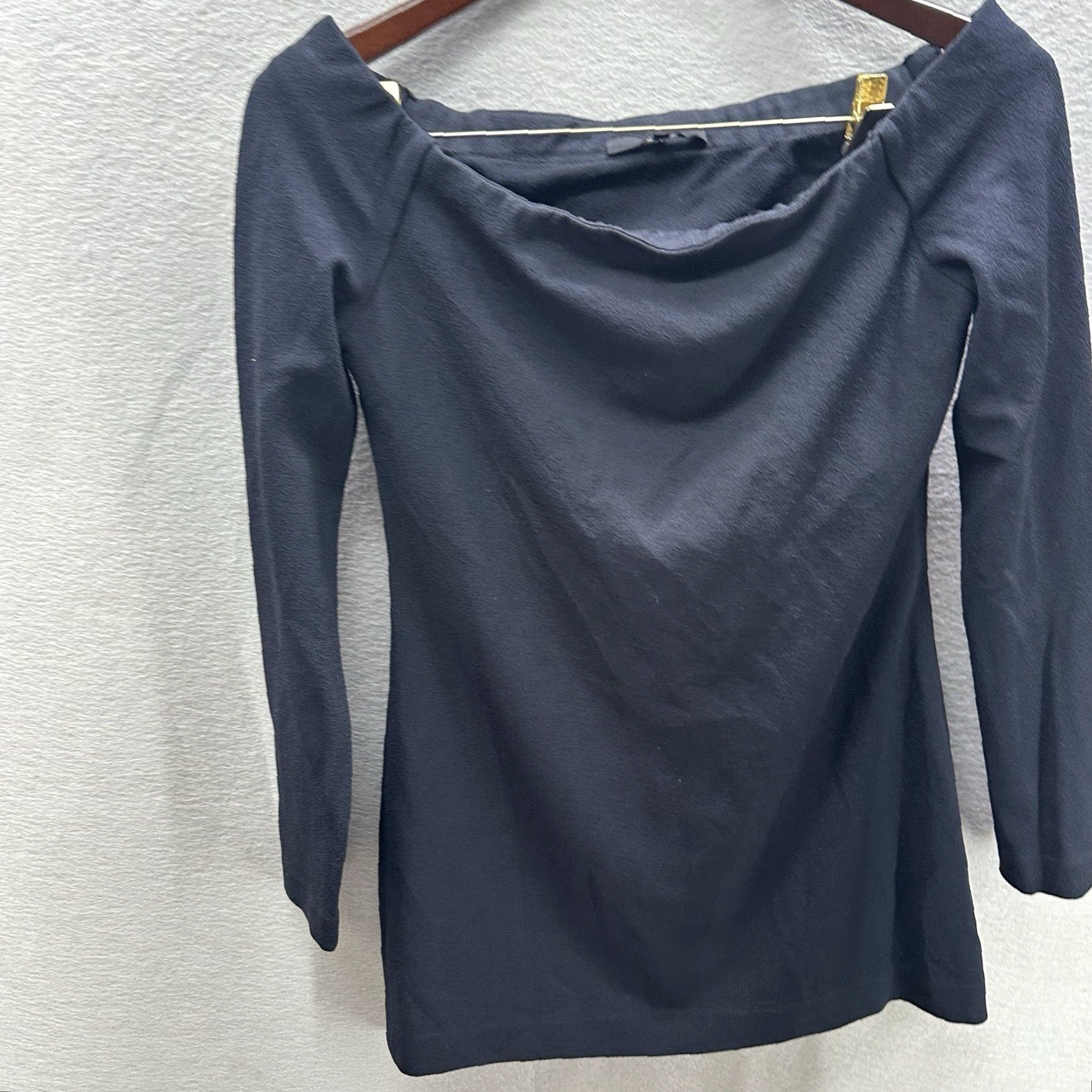 Tibi Tibi Women's Blouse S Chiffon Off Shoulder Black Vintage Quiet Luxury Bohemian Classic Satin Spring Summer Fall Winter Size S / US 4 / IT 40 - 3 Thumbnail