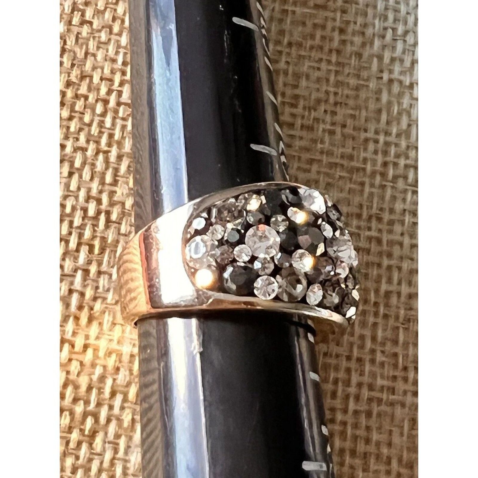 Other JMC Brass Rose Gold Rhinestone Bubble Ring White/Black 6.3/4 Size ONE SIZE - 4 Thumbnail